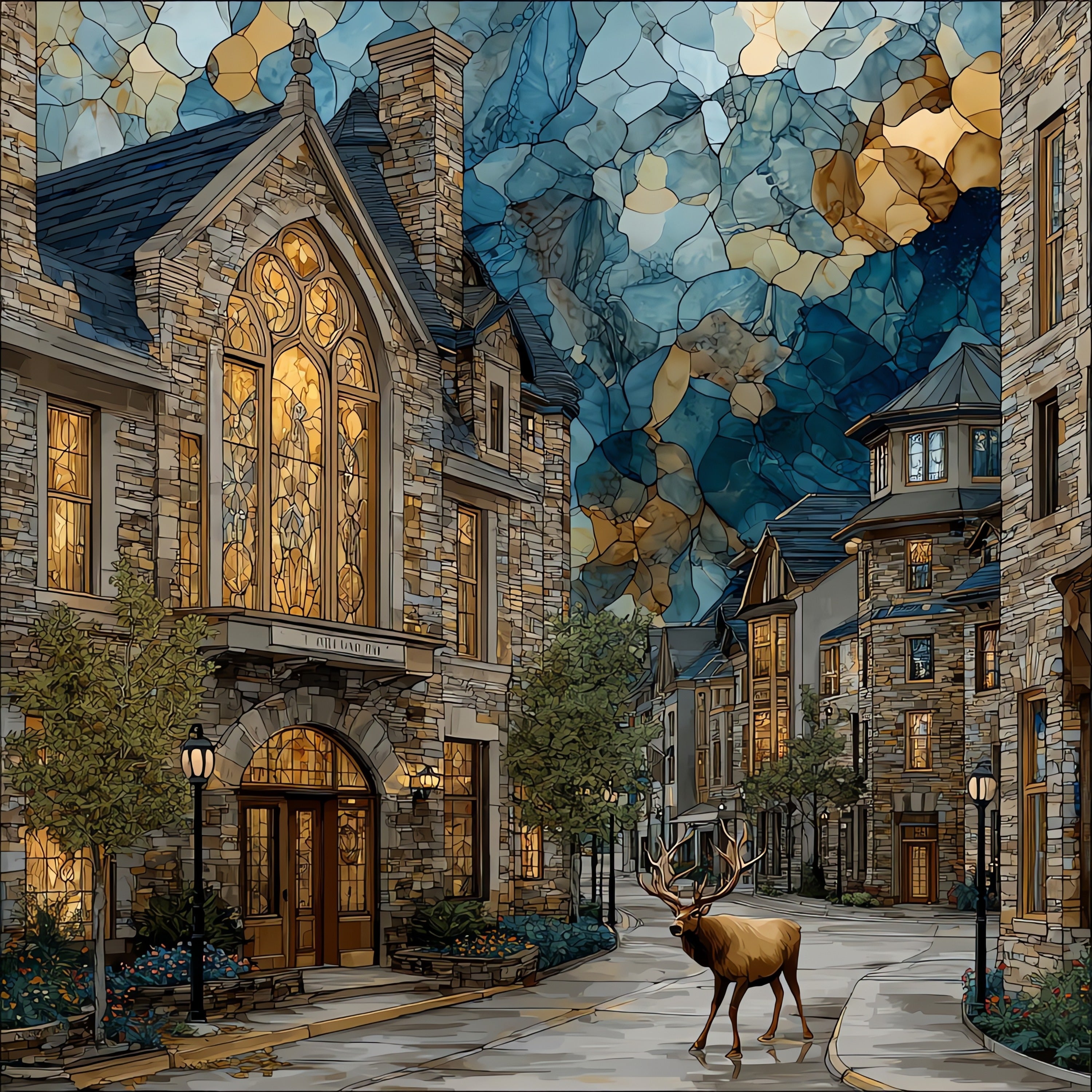 elk wandering — ceramic art tile