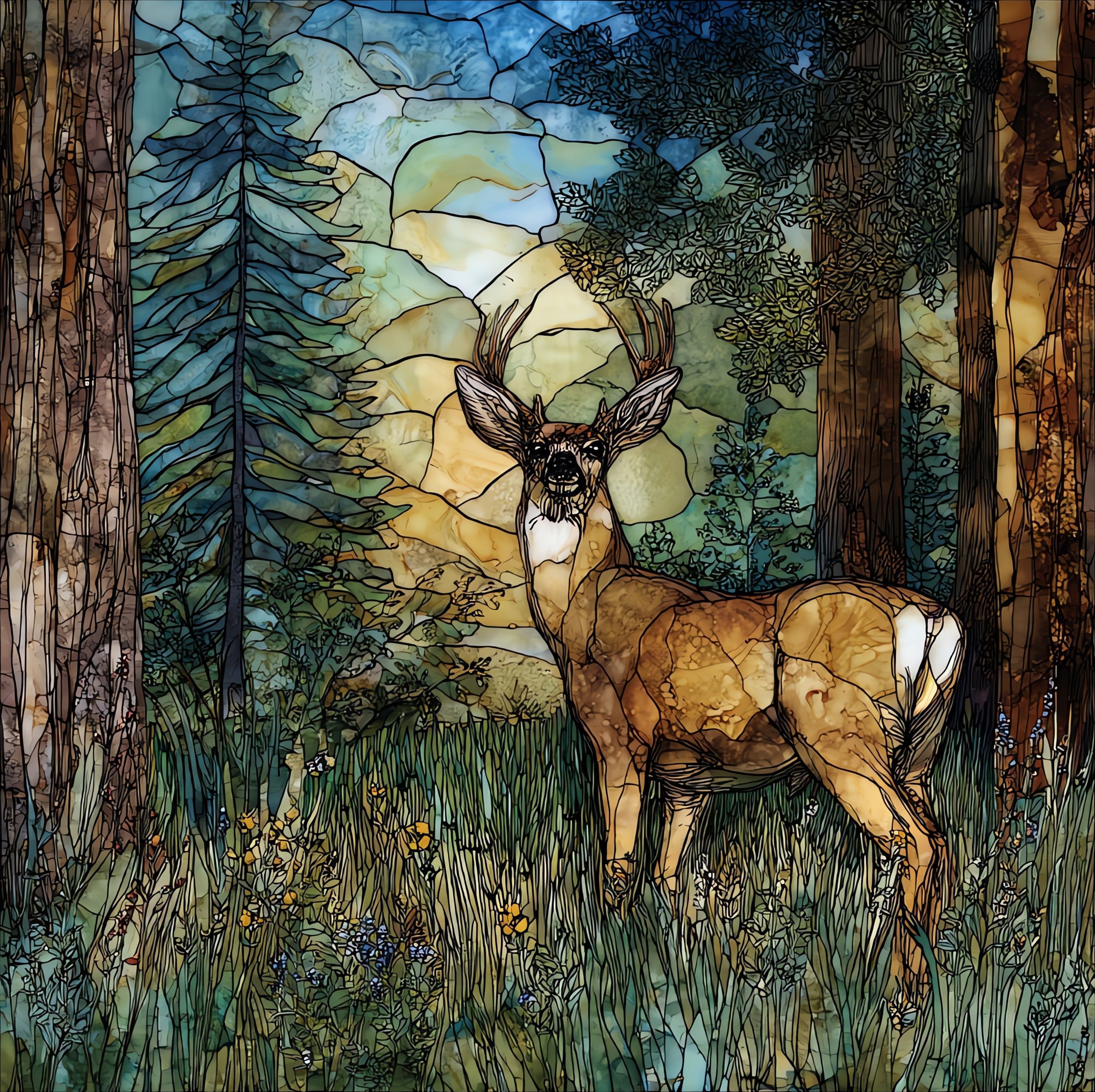 a mule deer — ceramic art tile