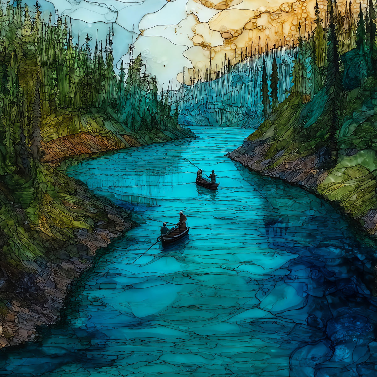 the Kenai River — ceramic art tile