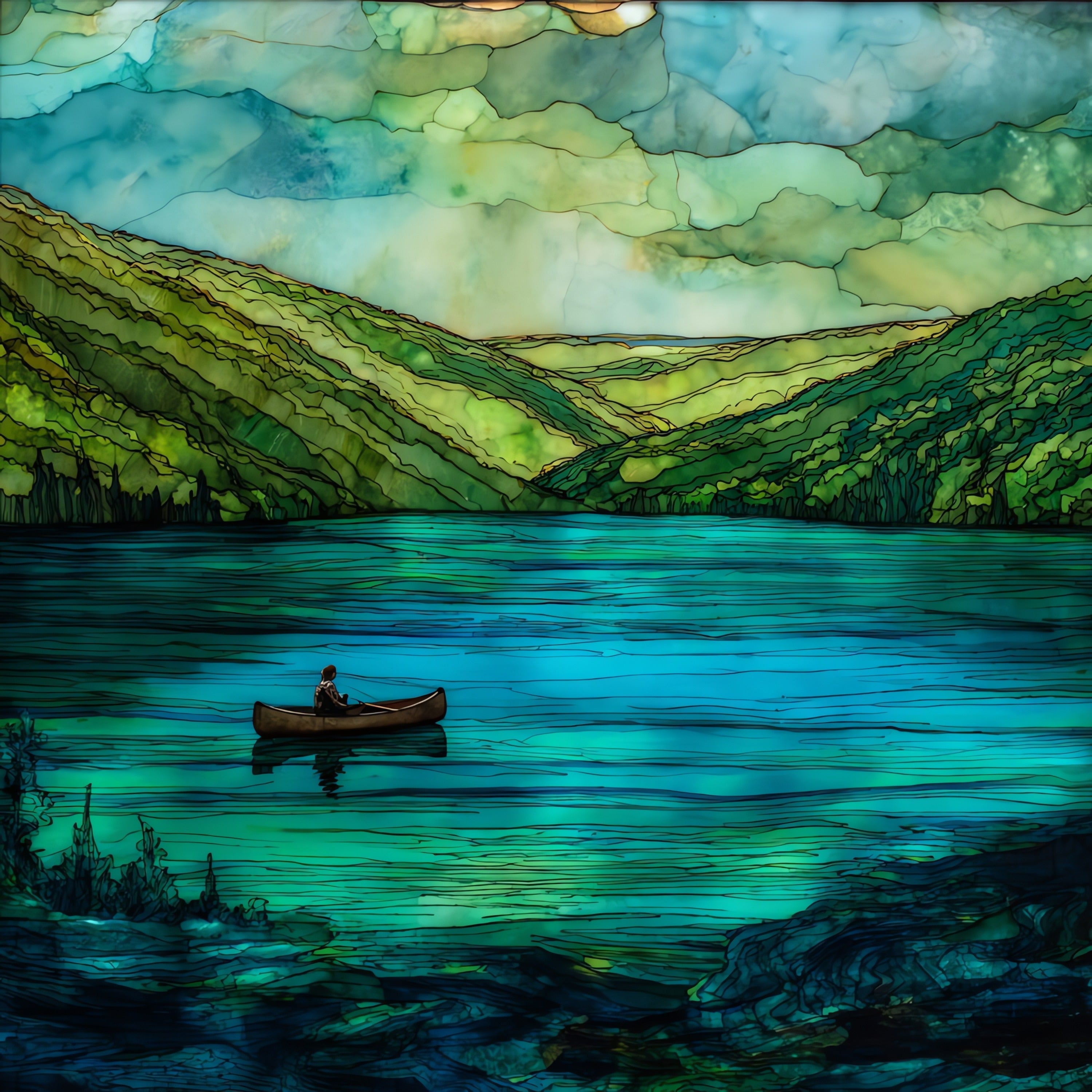 North-South Lake — ceramic art tile
