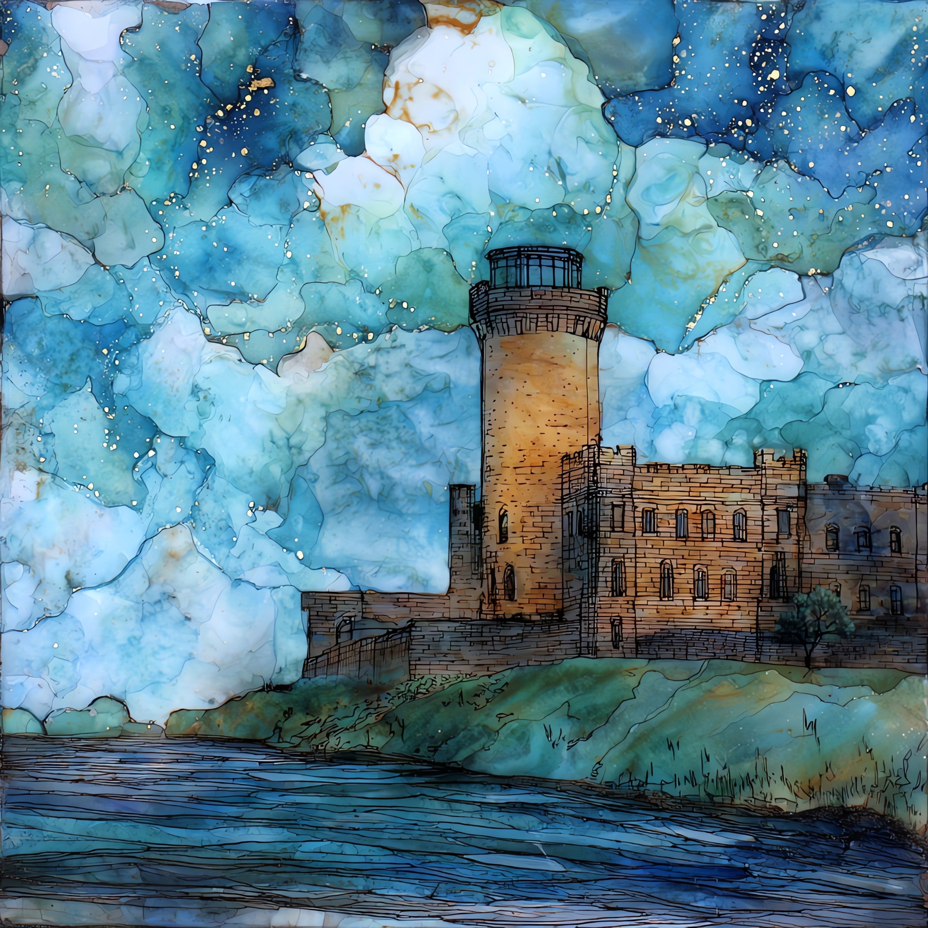the Fort Snelling round tower — ceramic art tile