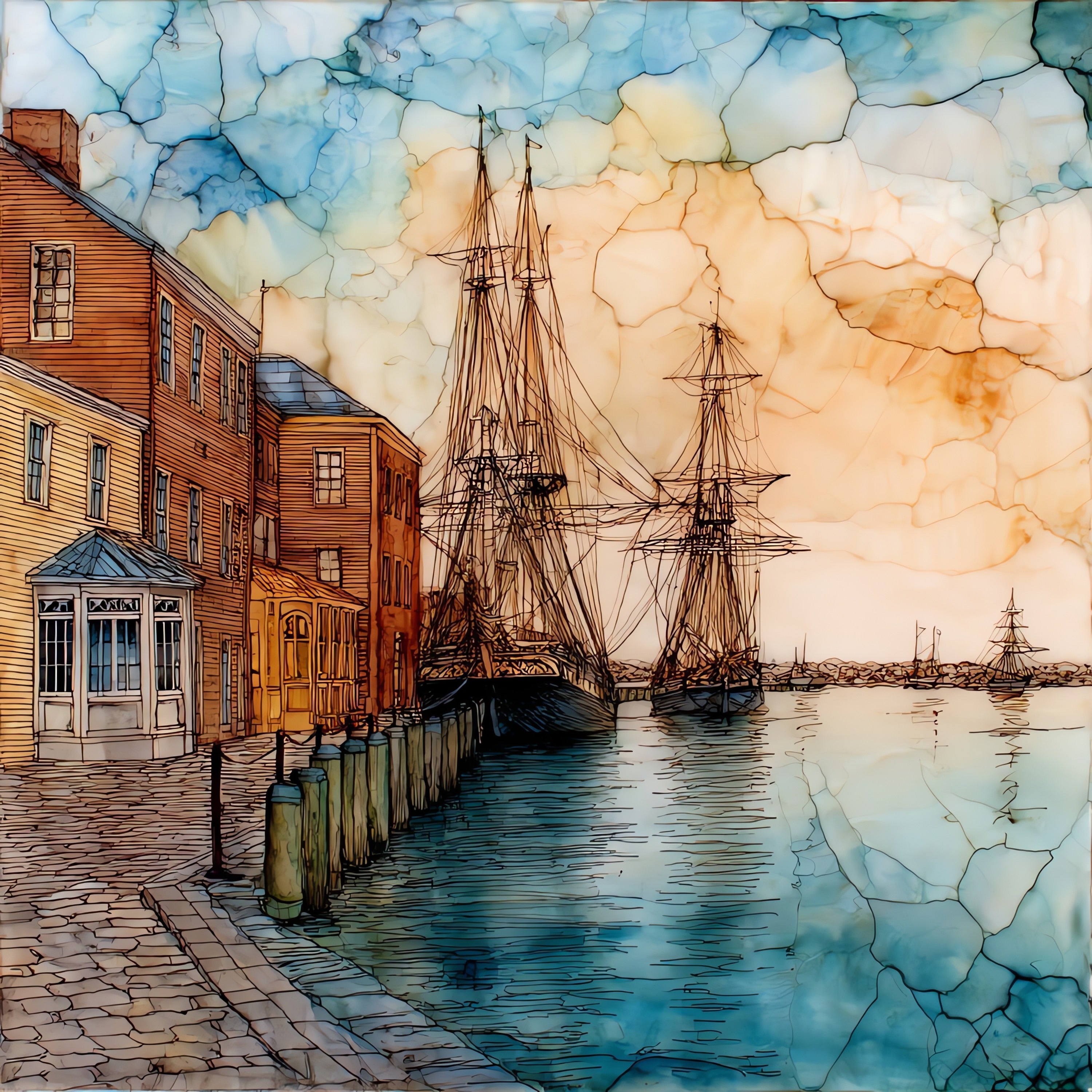 the Annapolis colonial dock — ceramic art tile