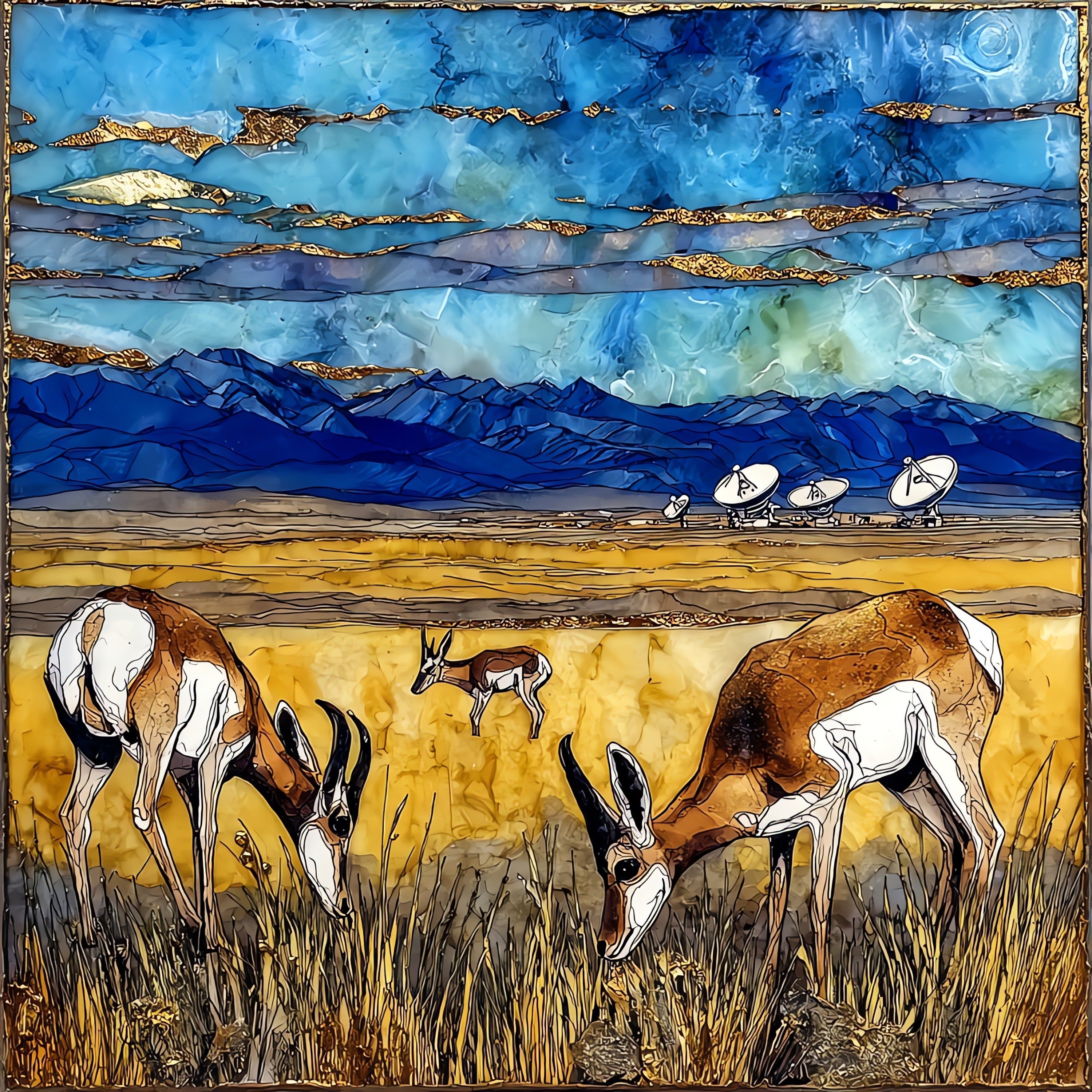 pronghorn on the Plains — ceramic art tile