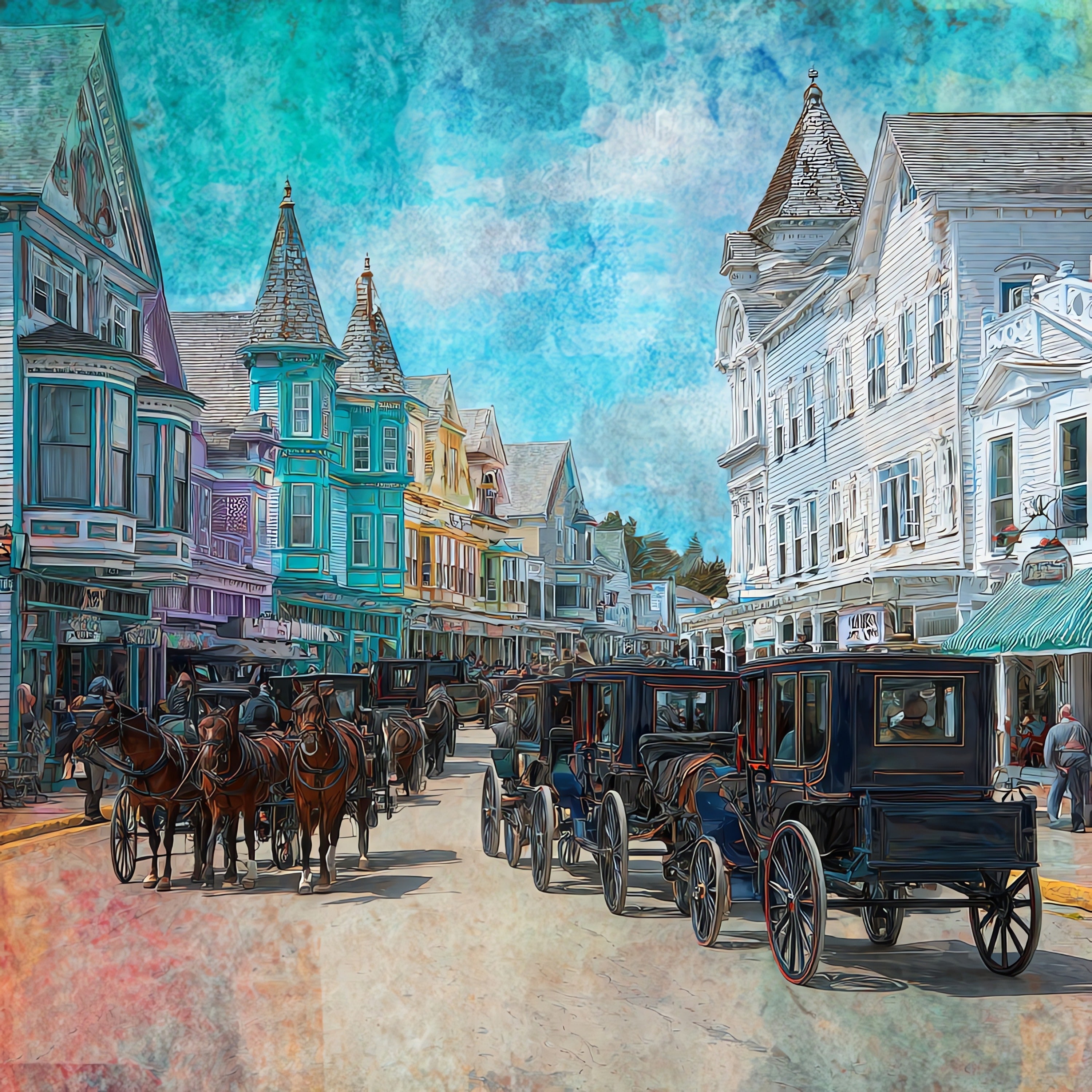 Mackinac Island Main Street — ceramic art tile
