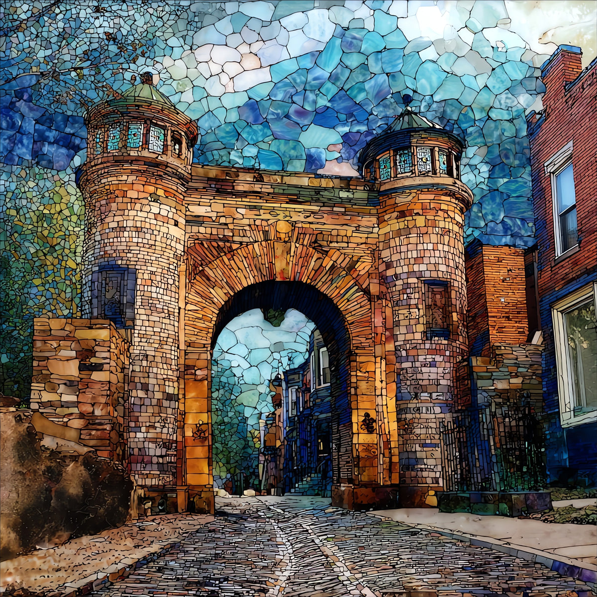 the Maryland Zoo stone arch entrance — ceramic art tile