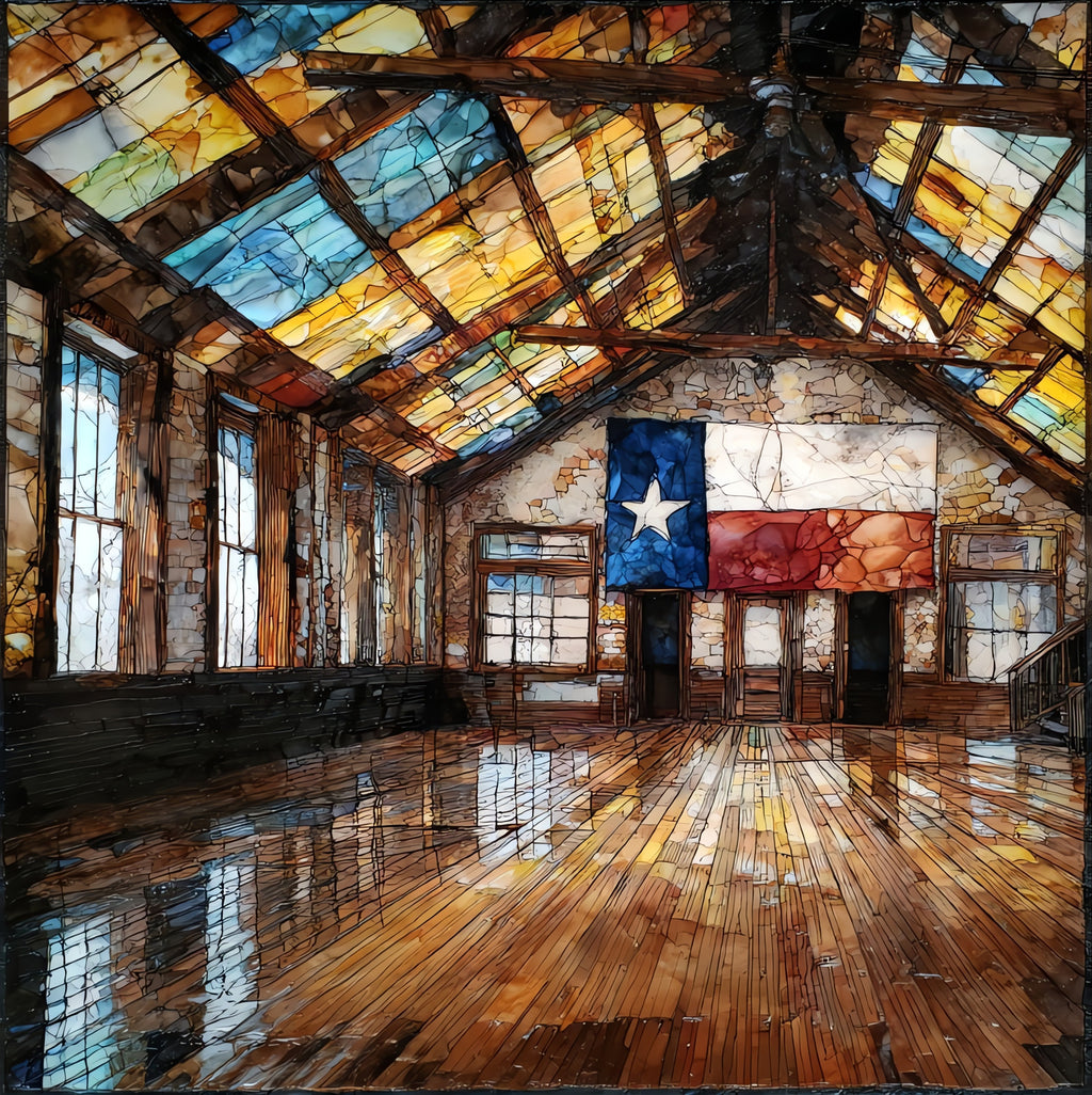 Gruene historic dance hall and Comal — ceramic art tile