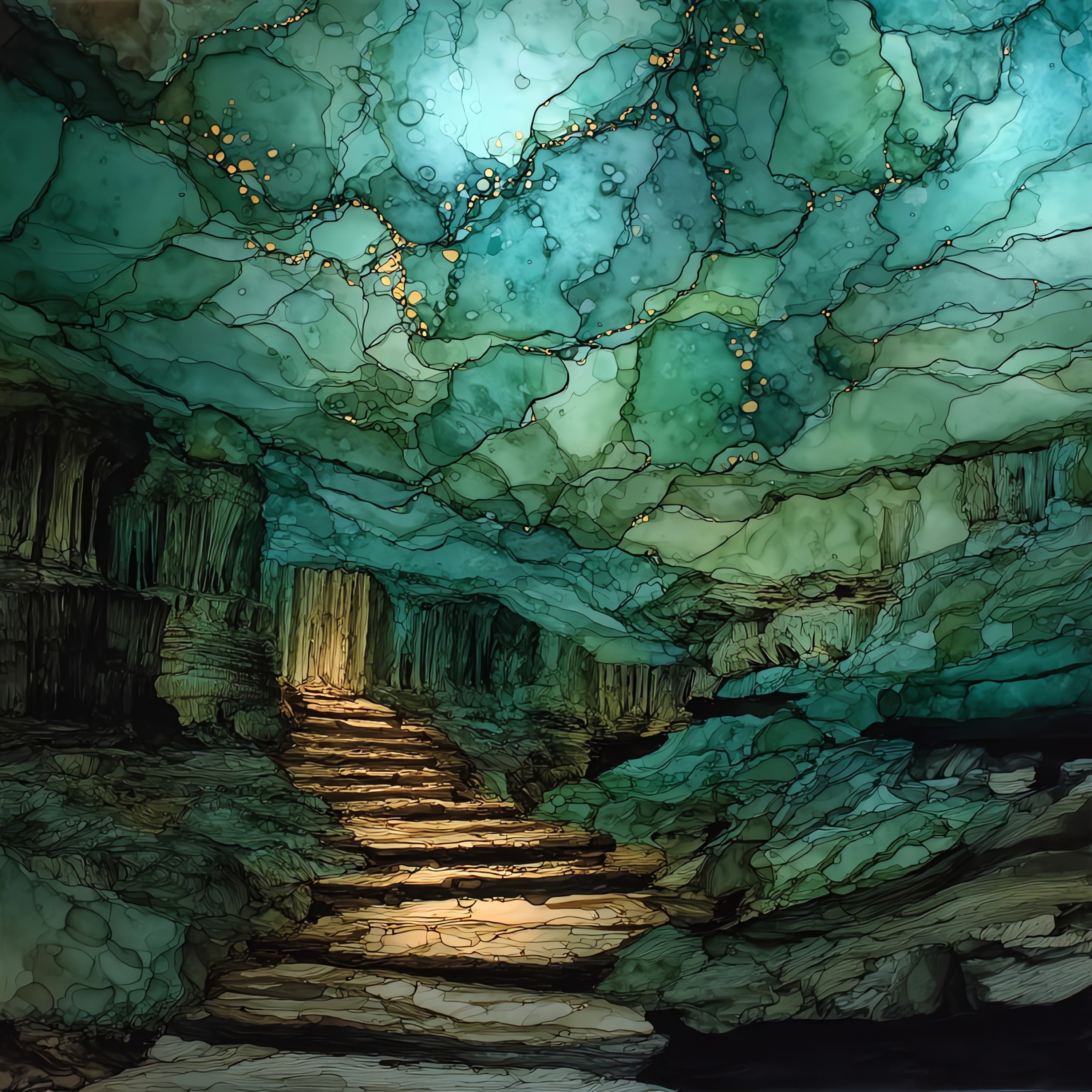 Mammoth Cave Tennessee section — ceramic art tile