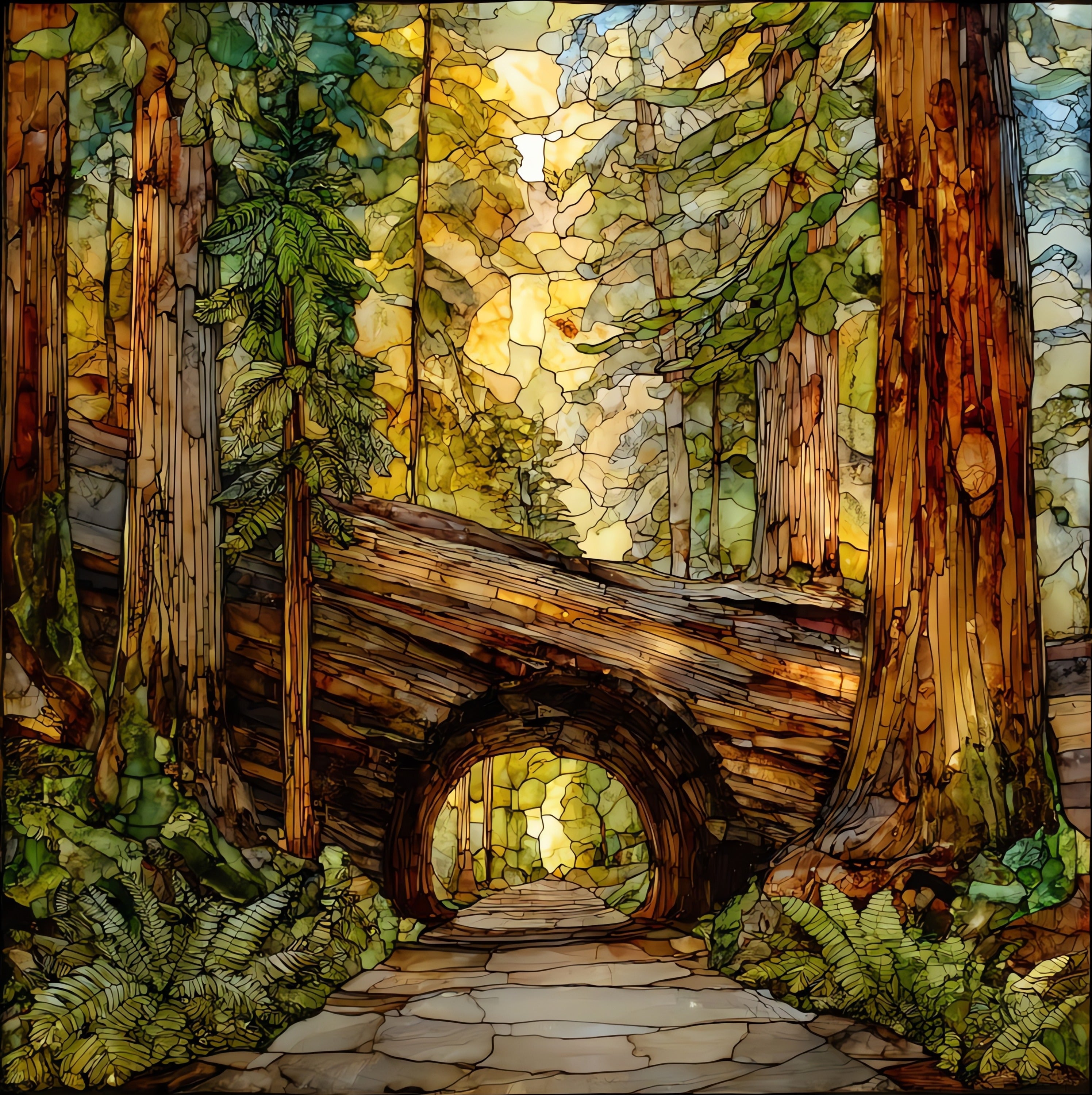 Tunnel Log Sequoia — ceramic art tile