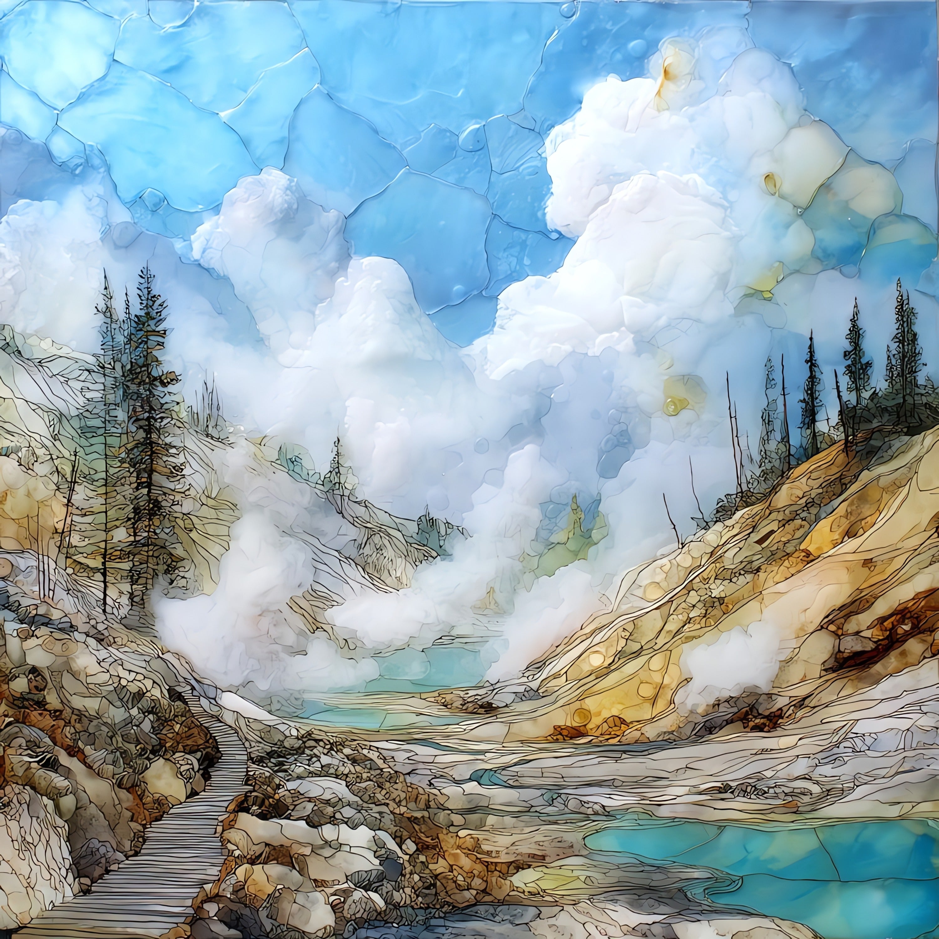 Bumpass Hell — ceramic art tile