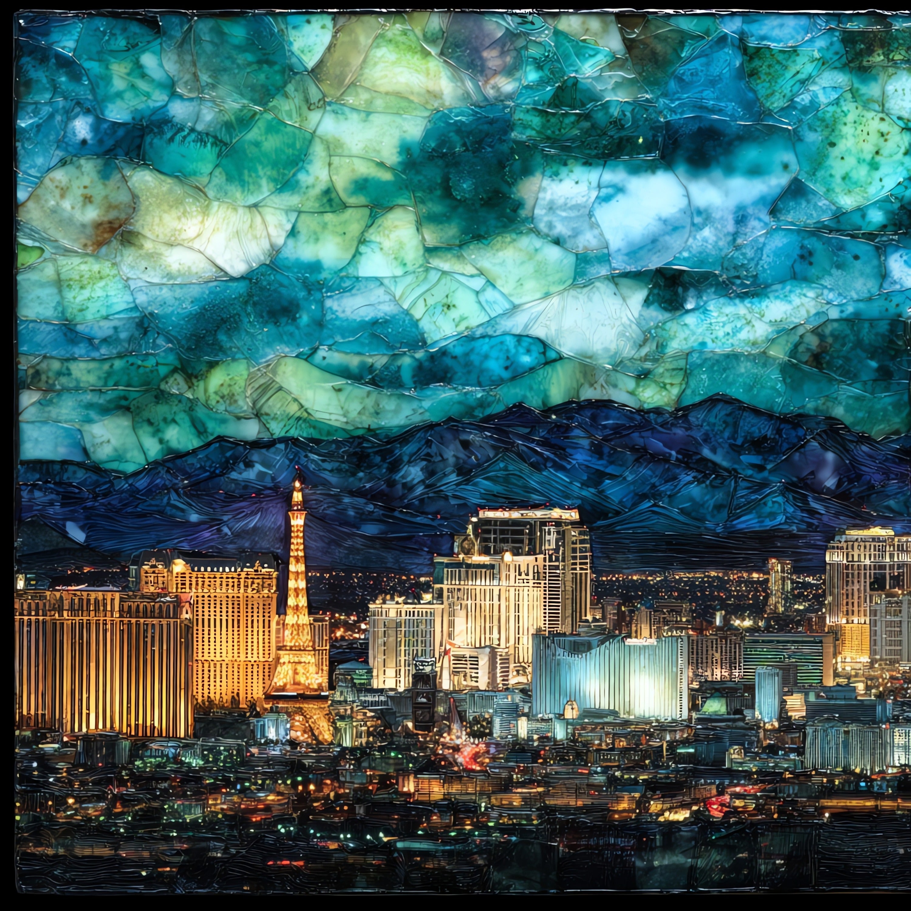 the Las Vegas Strip aerial — ceramic art tile