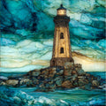 Sakonnet Point Lighthouse offshore — ceramic art tile