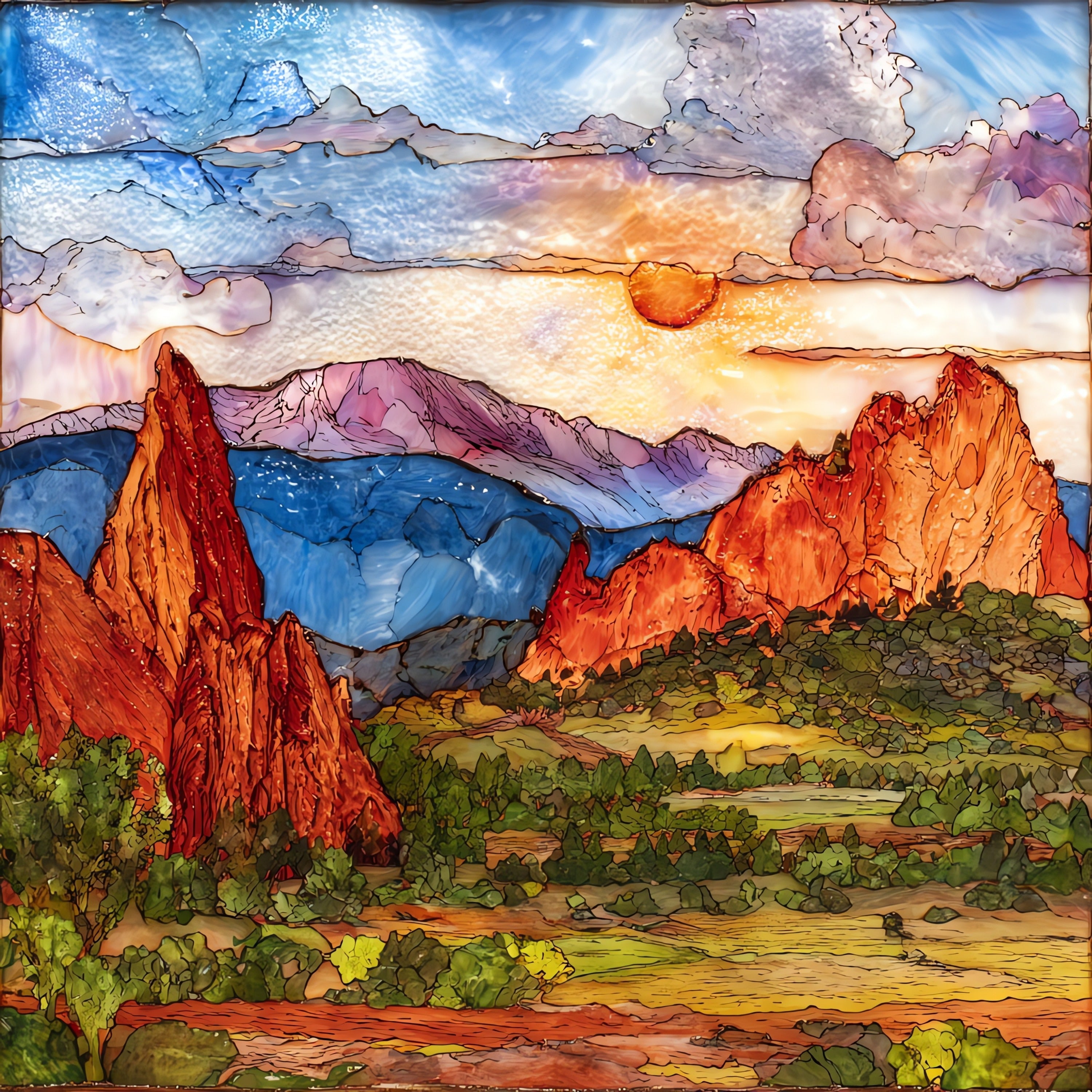 Pikes Peak from Garden of the Gods Front Range — ceramic art tile