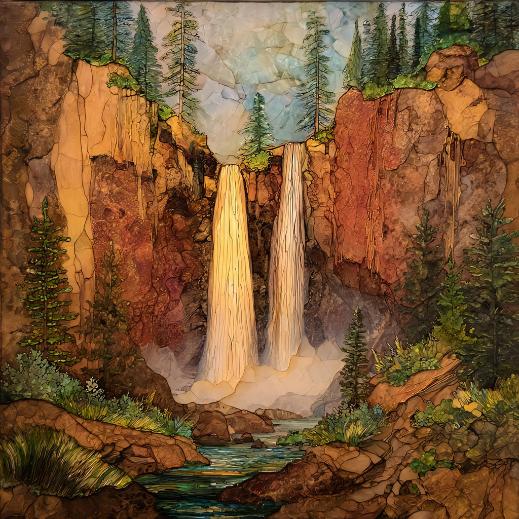 Running Eagle Falls dropping — ceramic art tile