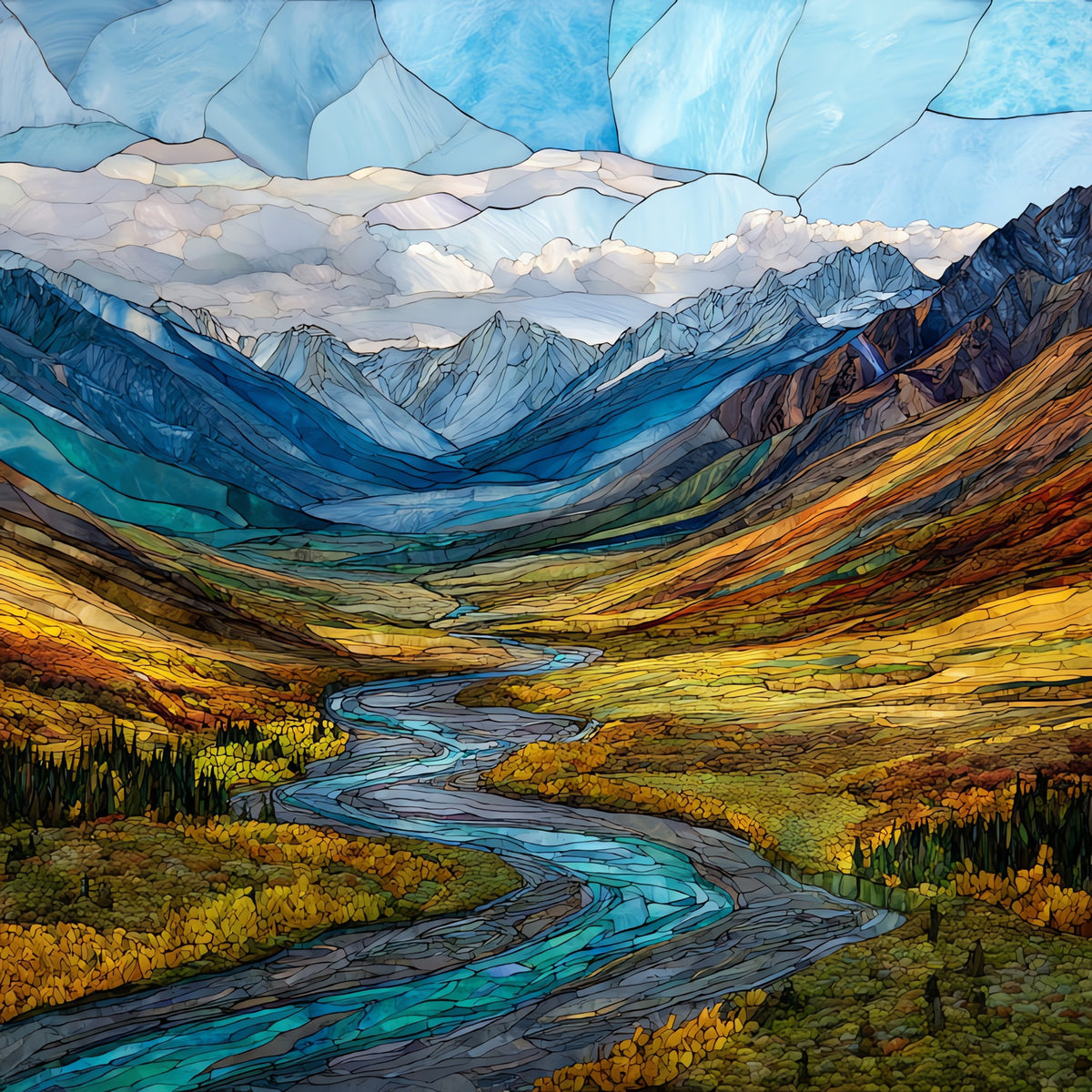 the Nizina River valley — ceramic art tile