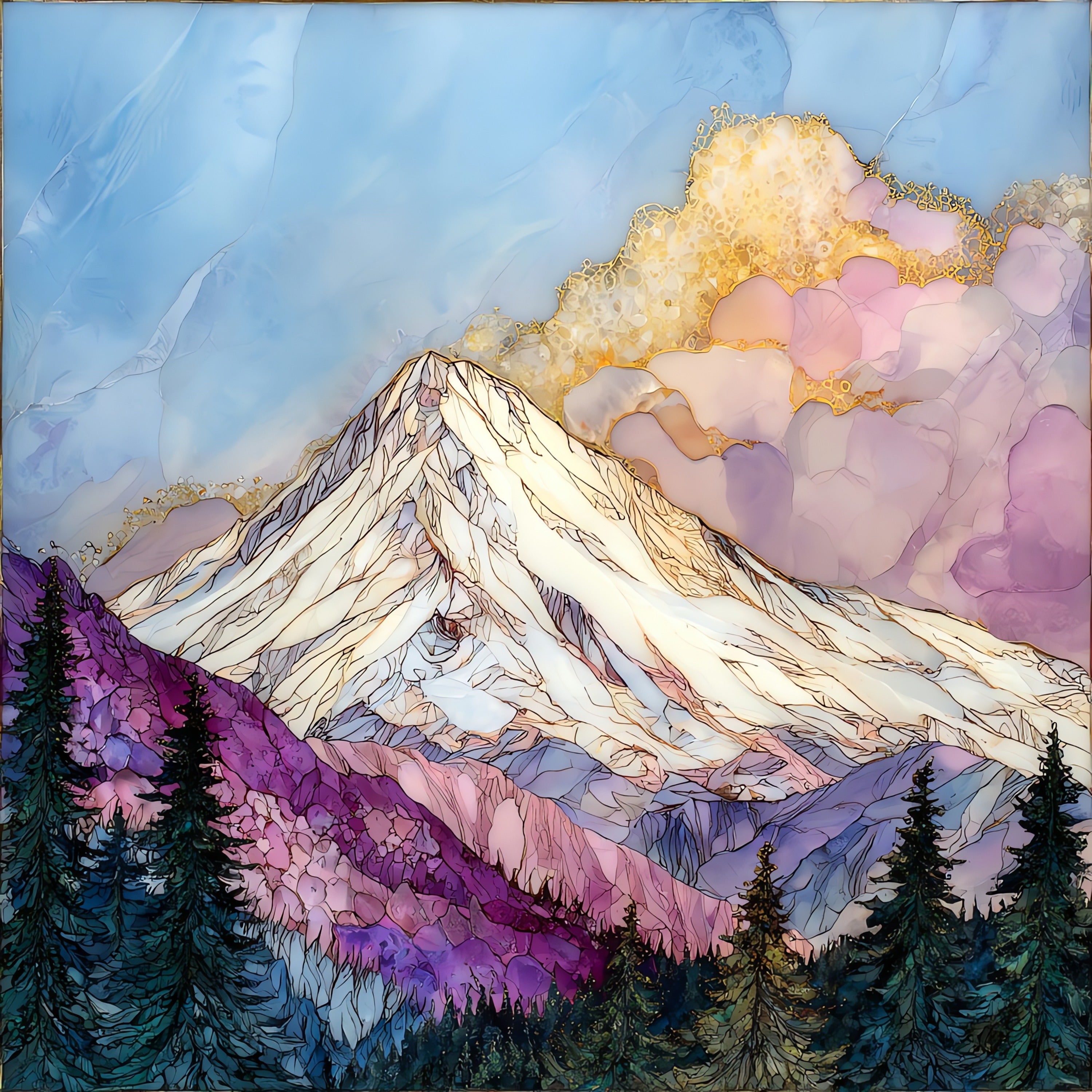 Mount Shasta — ceramic art tile