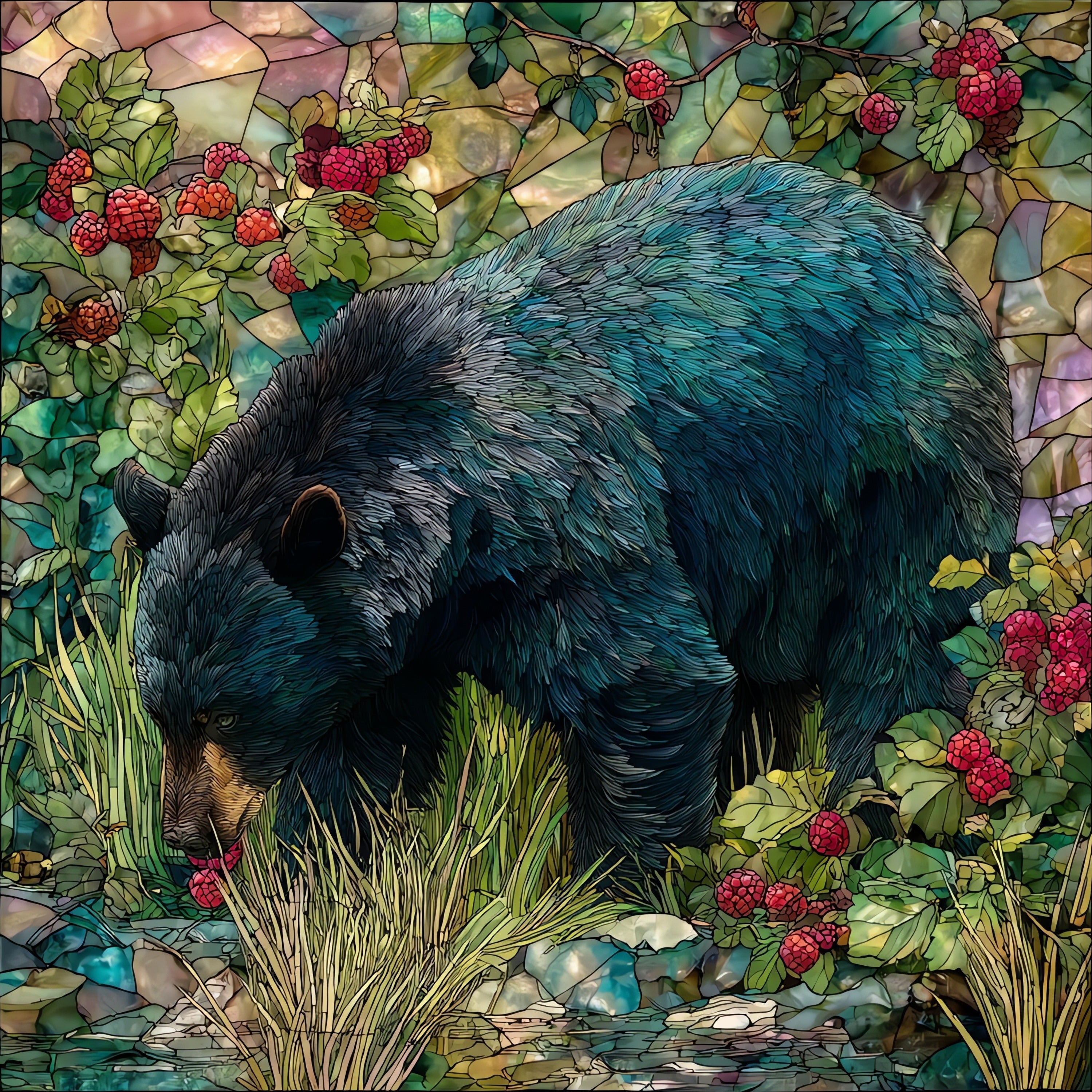 a black bear in — ceramic art tile