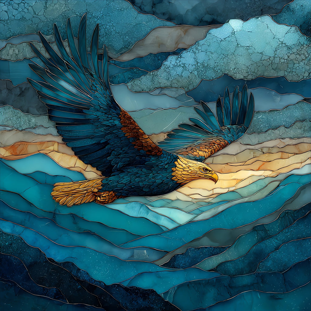 a golden eagle soaring — ceramic art tile