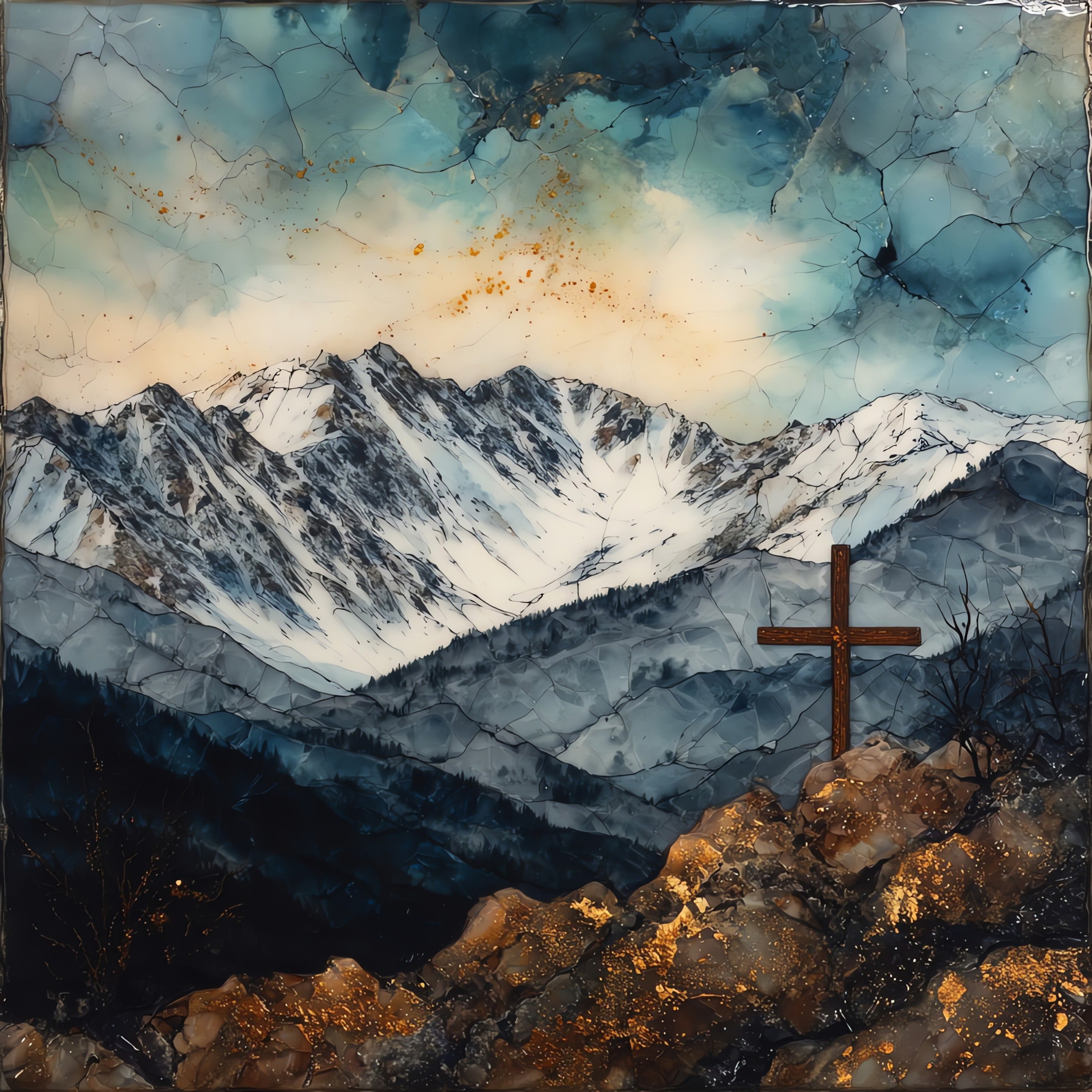 Mount of the Holy Cross snow cross Sawatch Range — ceramic art tile