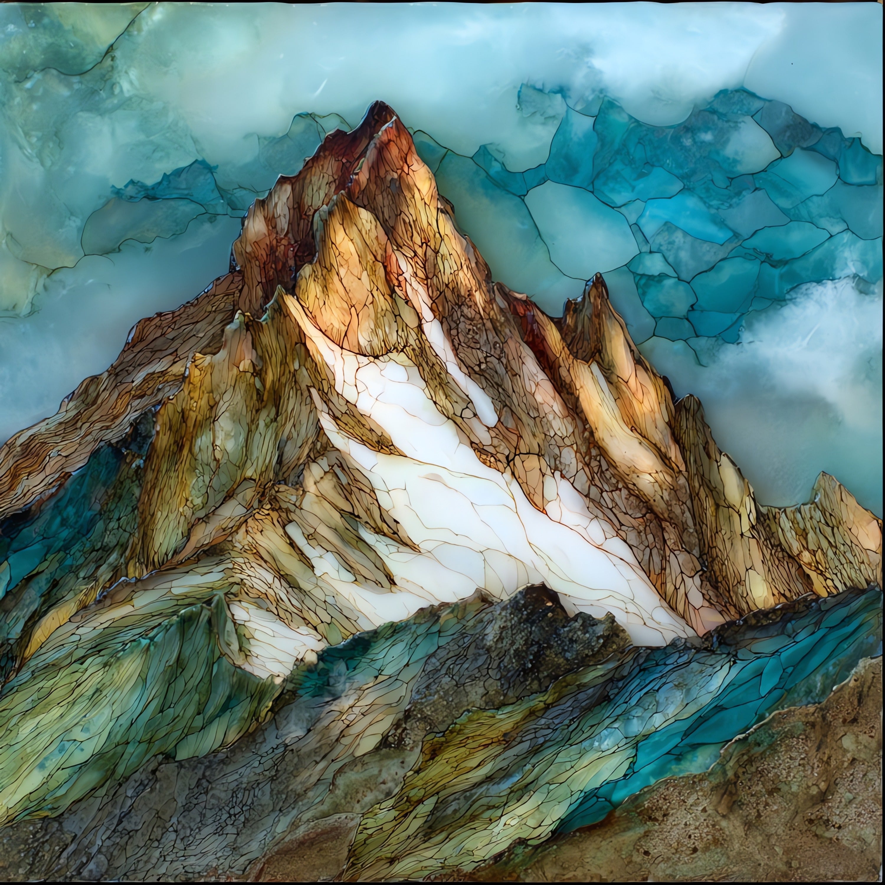 Snowy Mount Sneffels alpenglow San Juans — ceramic art tile