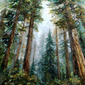 Tall Trees Grove Fog — ceramic art tile