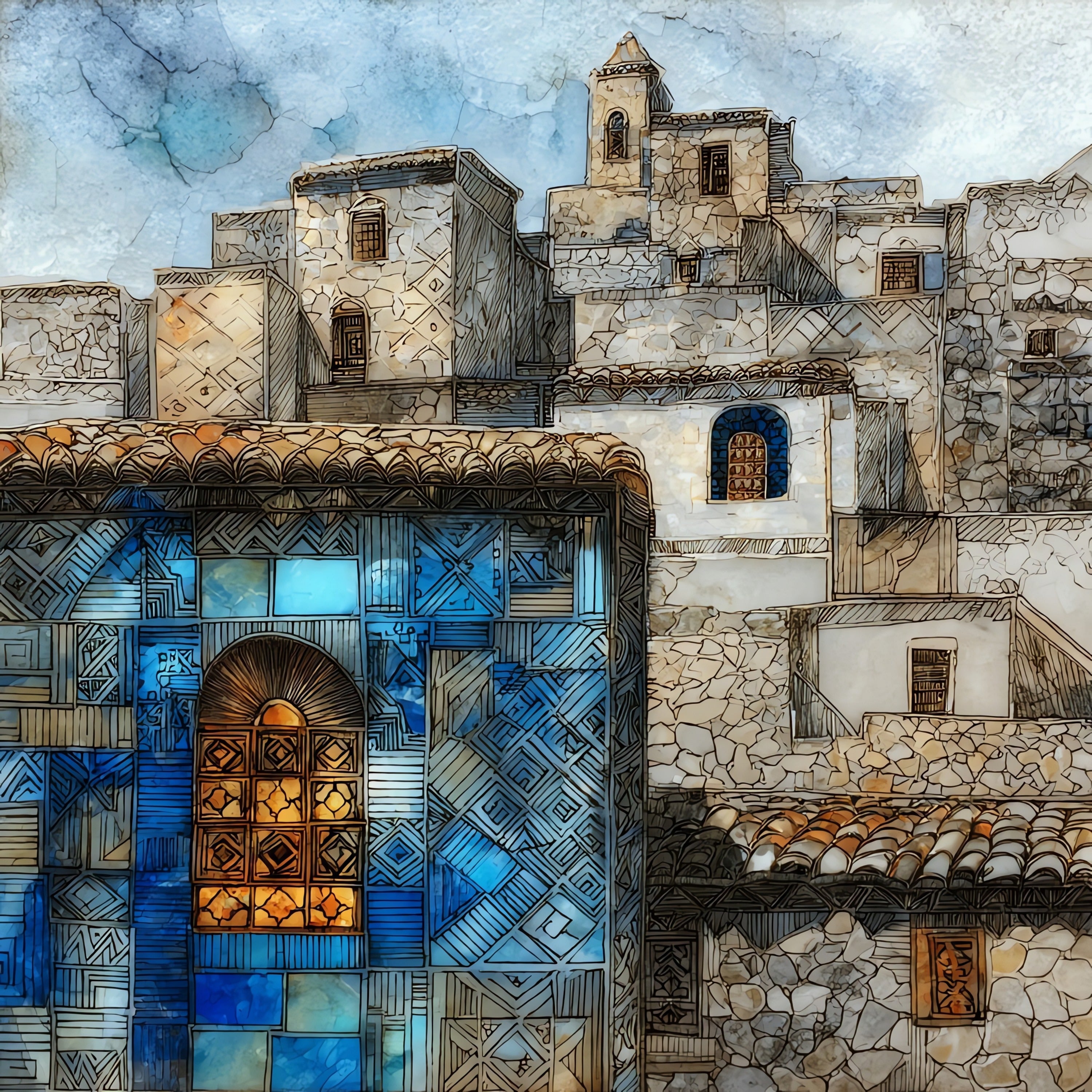 Pyrgi Mastic Village — ceramic art tile