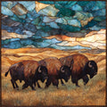 a bison herd thundering — ceramic art tile