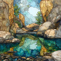 Sylvan Lake granite-cradled mirror — ceramic art tile