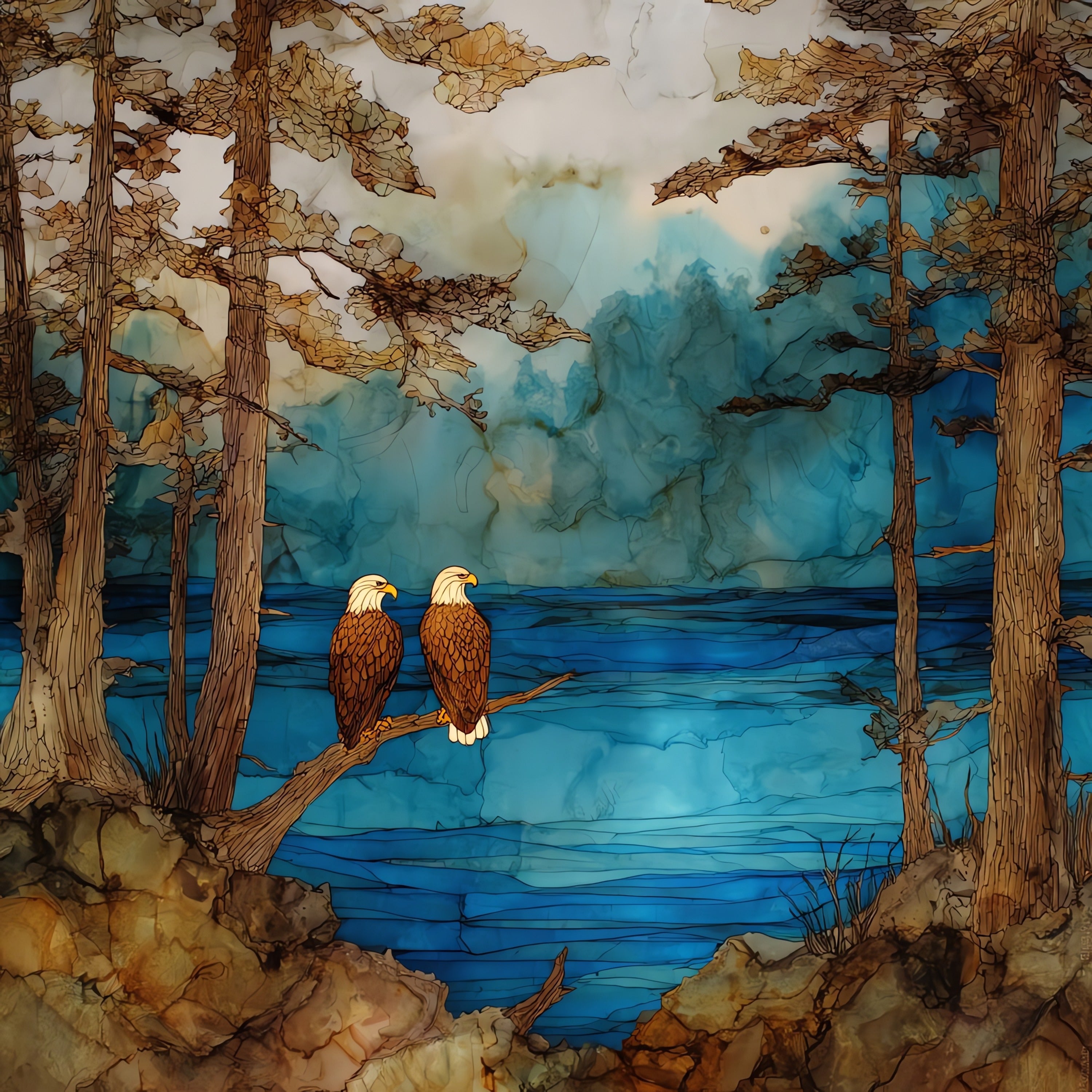 Caledon State Park bald — ceramic art tile