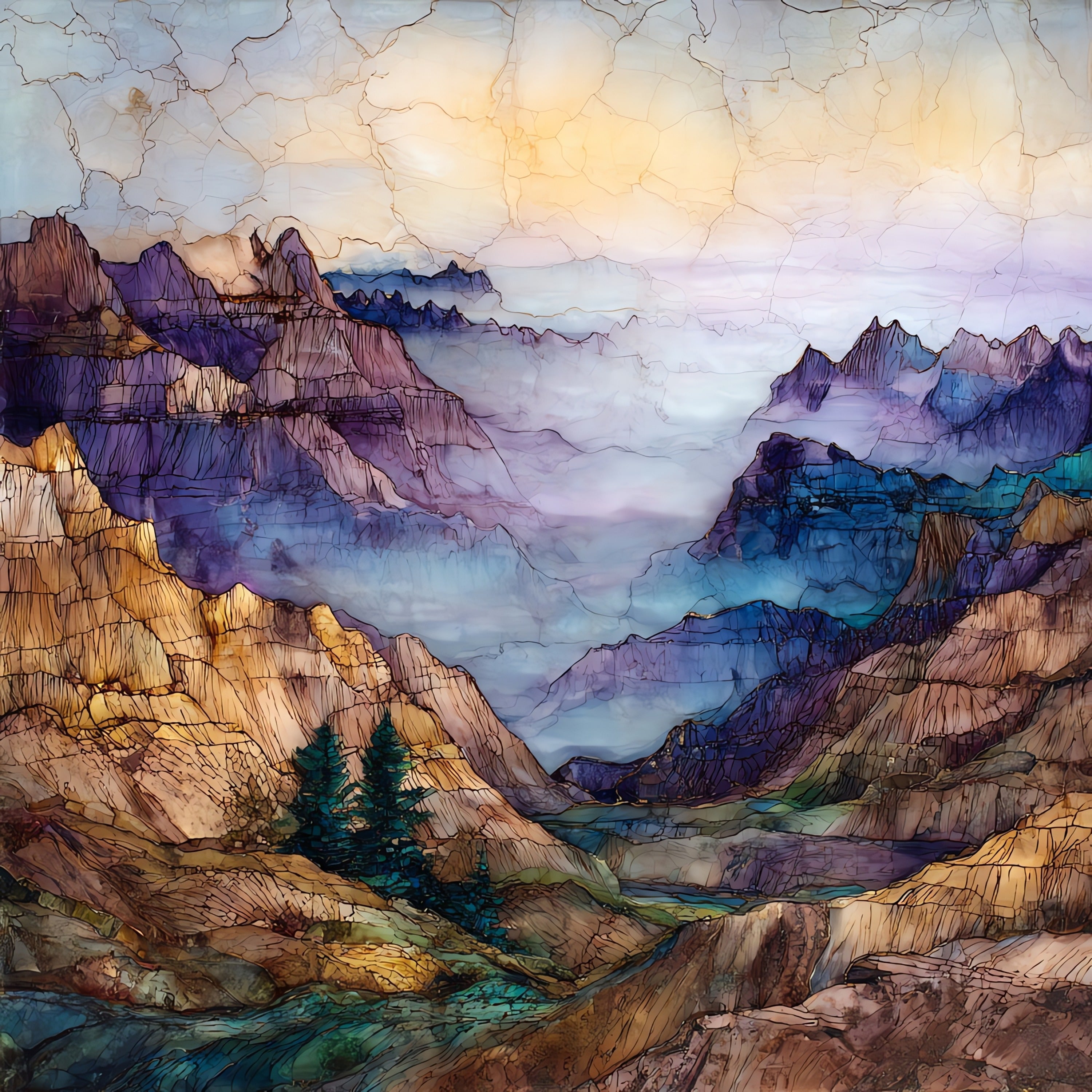 Badlands Pinnacles Overlook — ceramic art tile