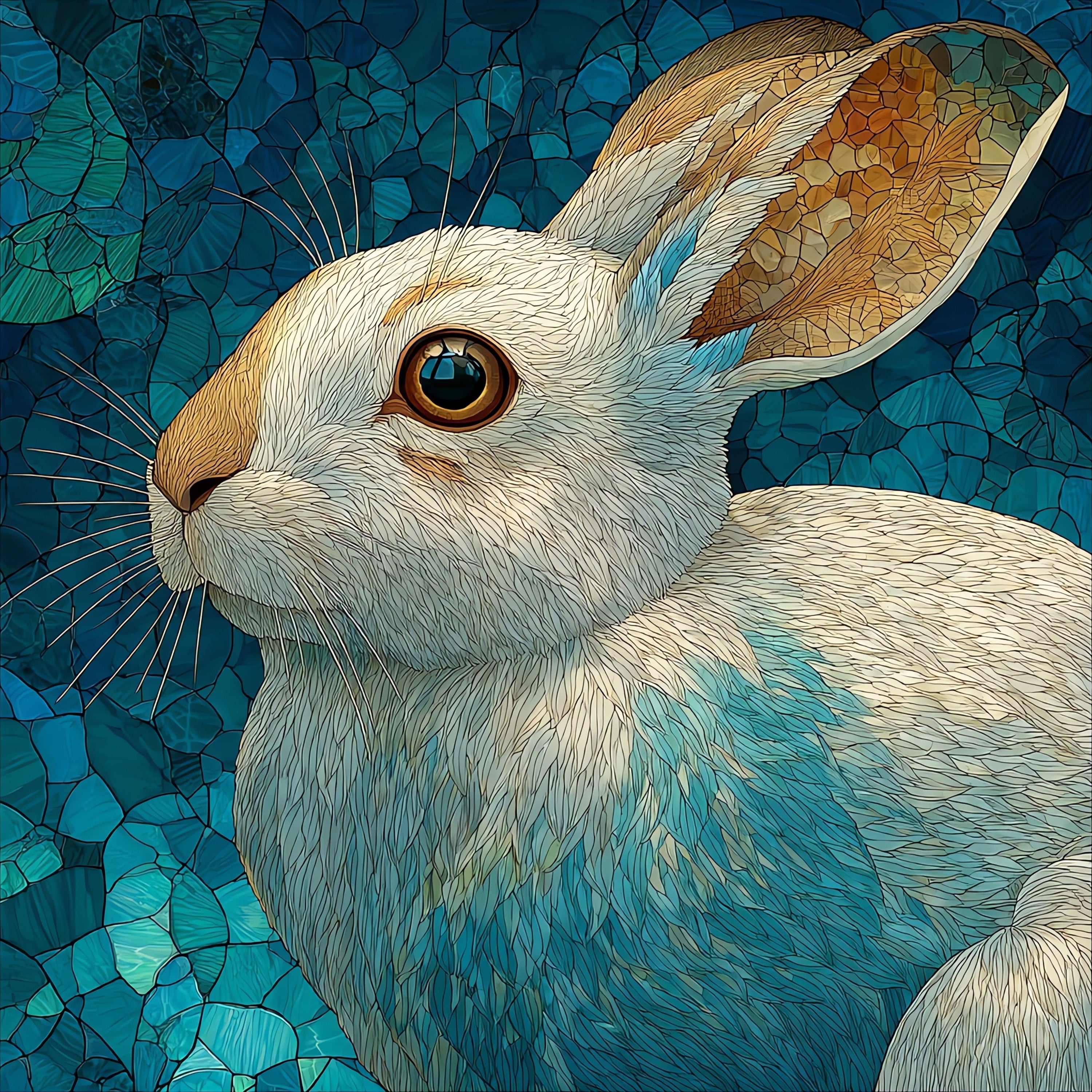 a snowshoe hare in — ceramic art tile