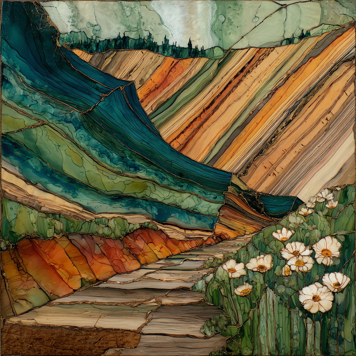 the Sideling Hill rock cut — ceramic art tile