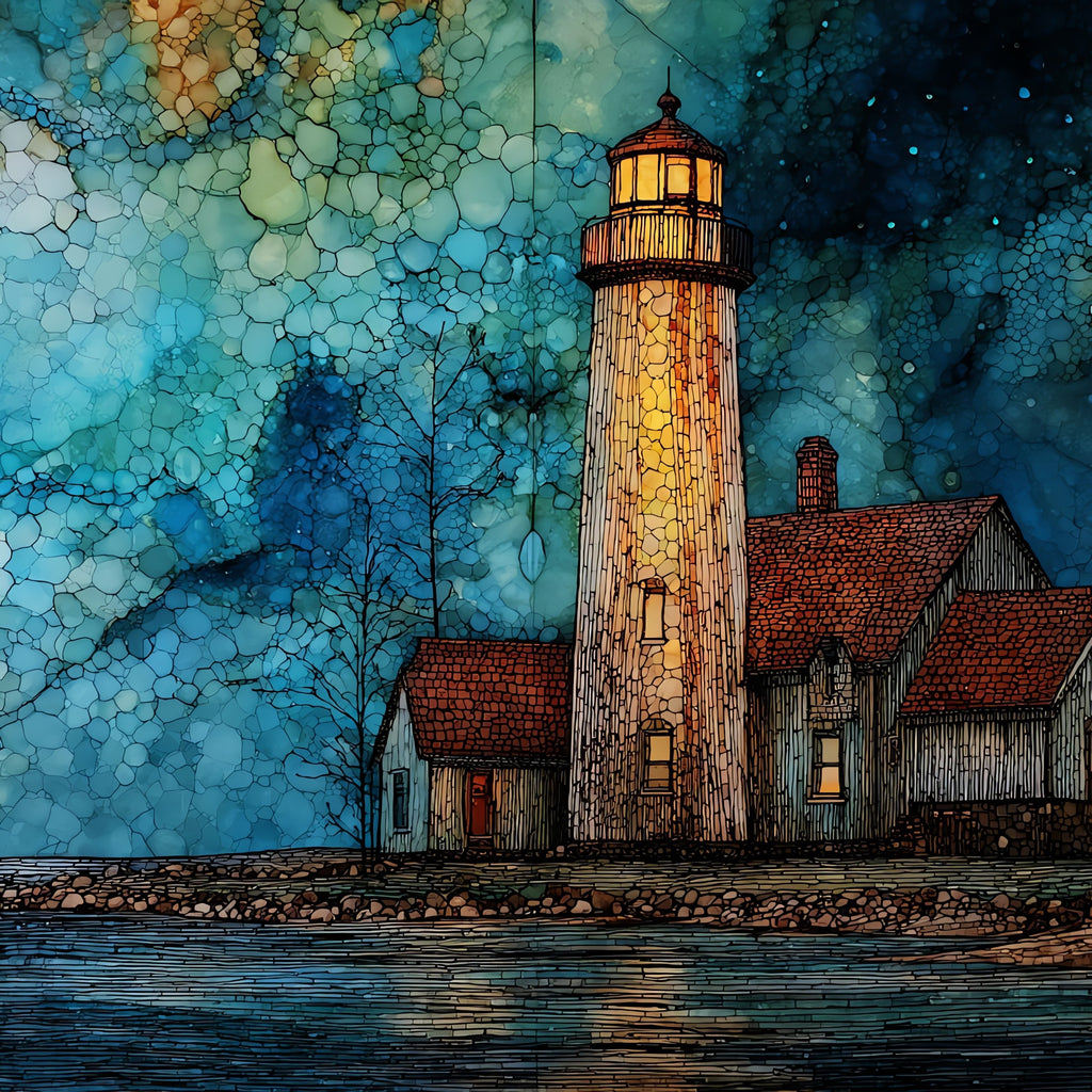 the Old Mackinac Point Lighthouse — ceramic art tile