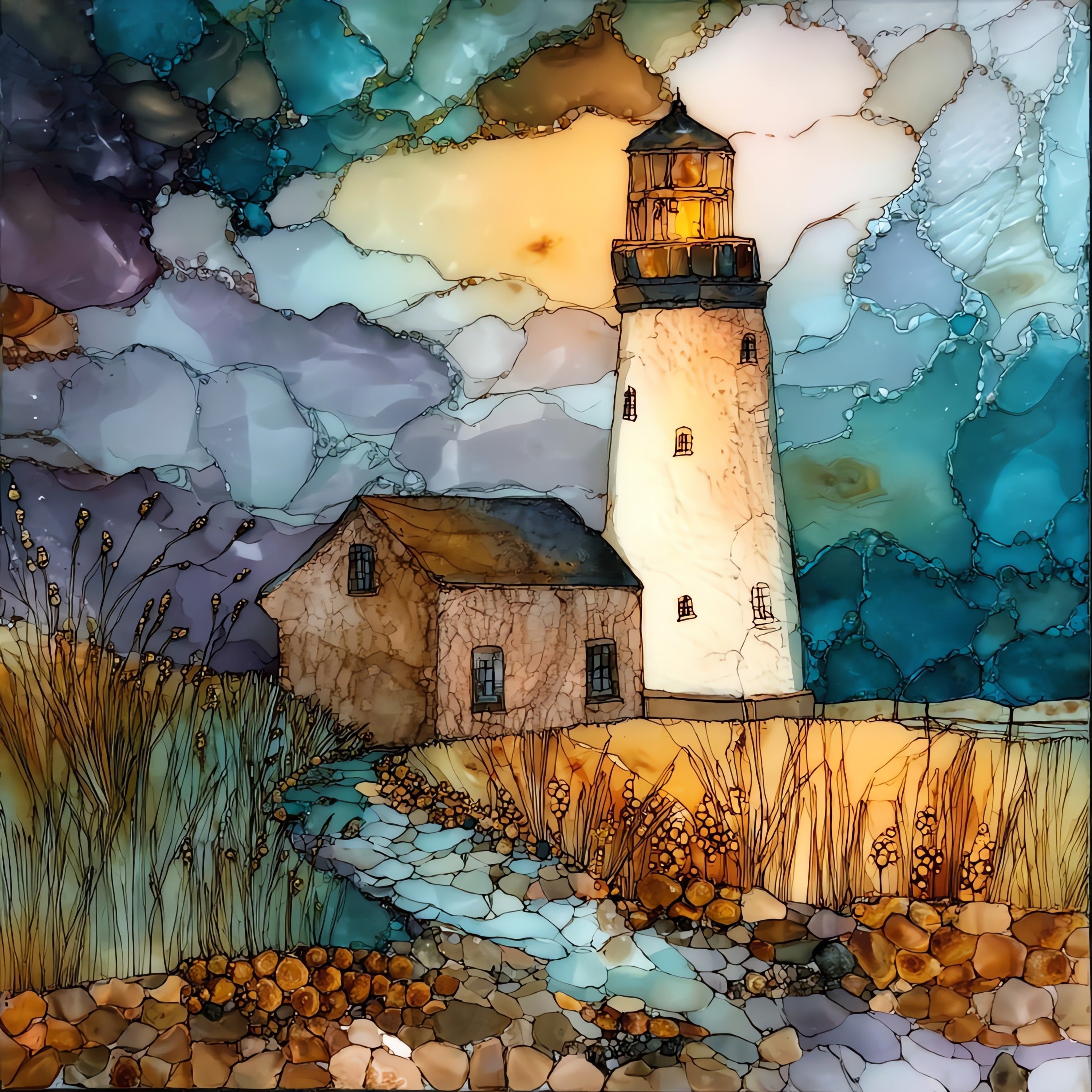 Saugerties Lighthouse — ceramic art tile
