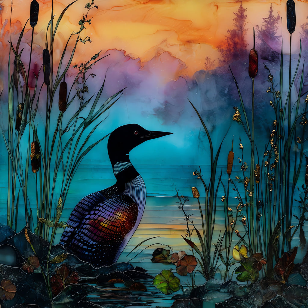 Common Loon on a — ceramic art tile