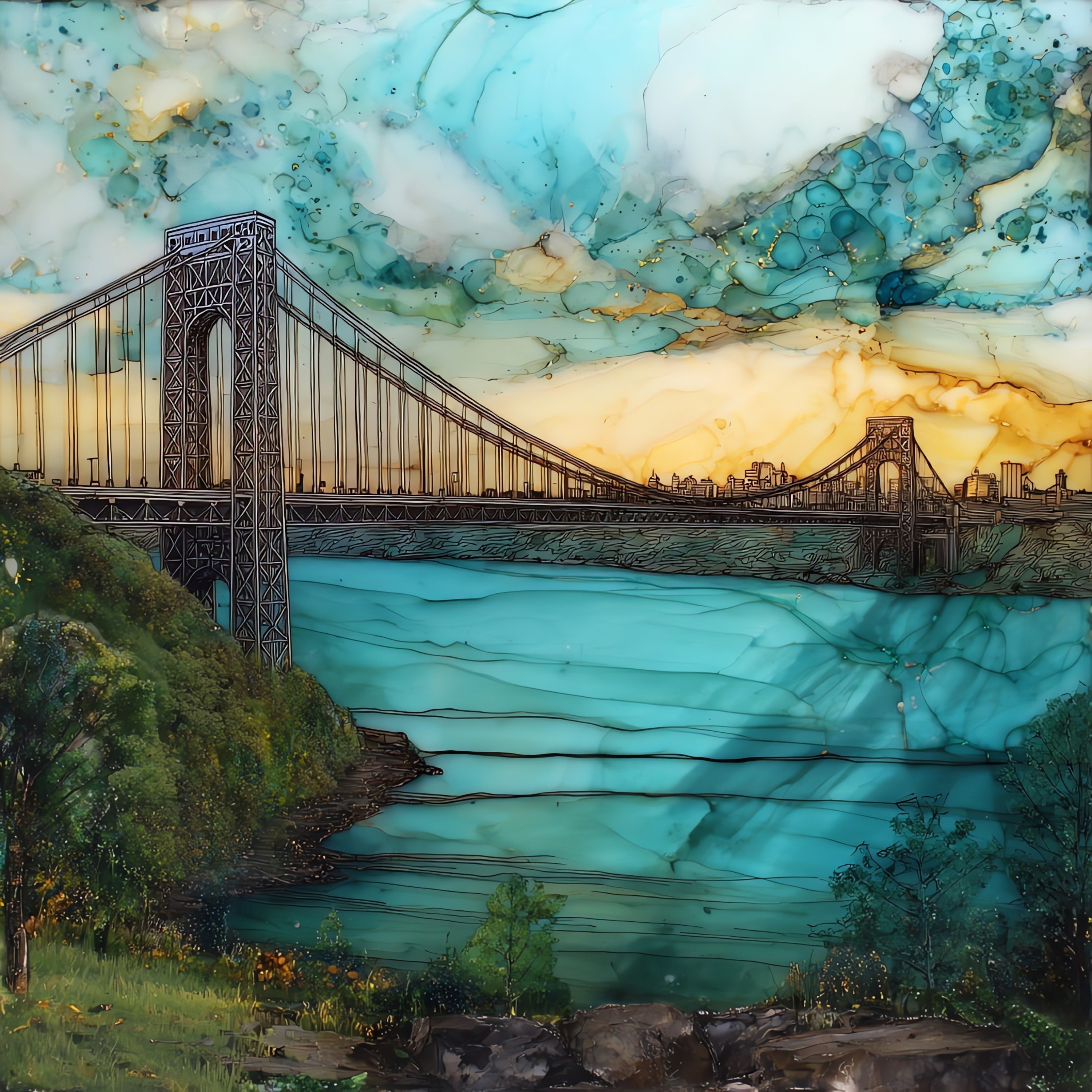 the George Washington Bridge — ceramic art tile