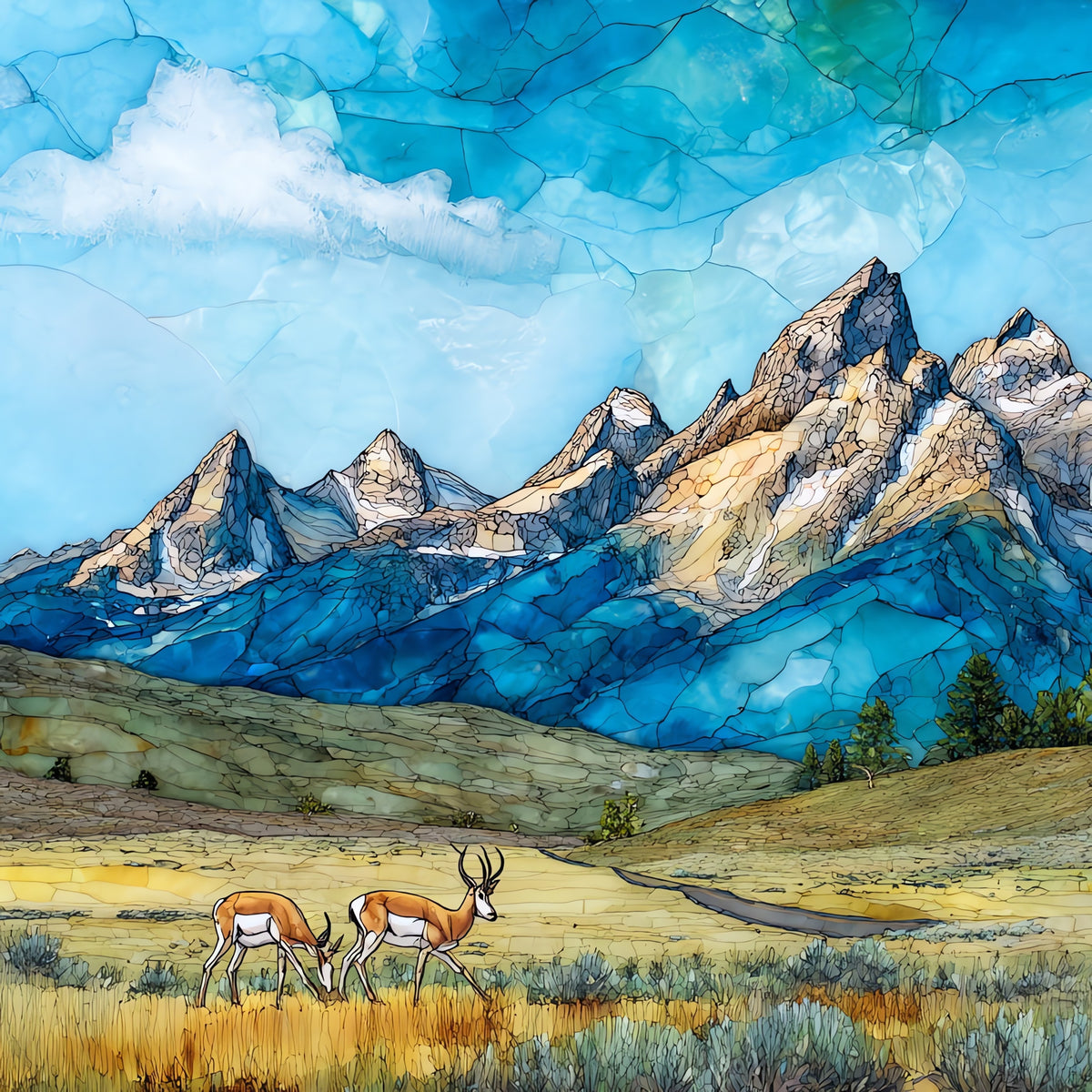 the Teton Park Road — ceramic art tile