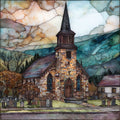 the Tinmouth Church on the village green — ceramic art tile