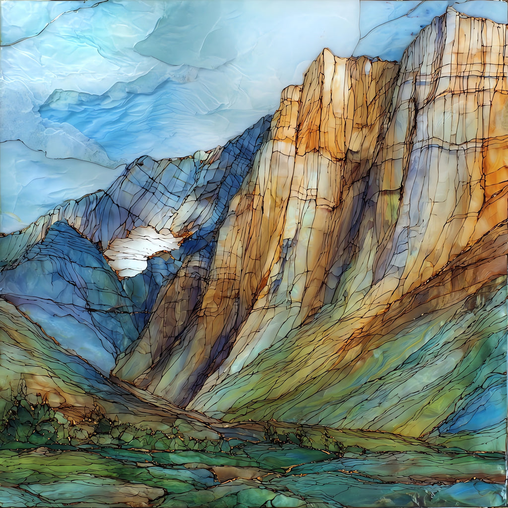 the Mission Mountains east face — ceramic art tile