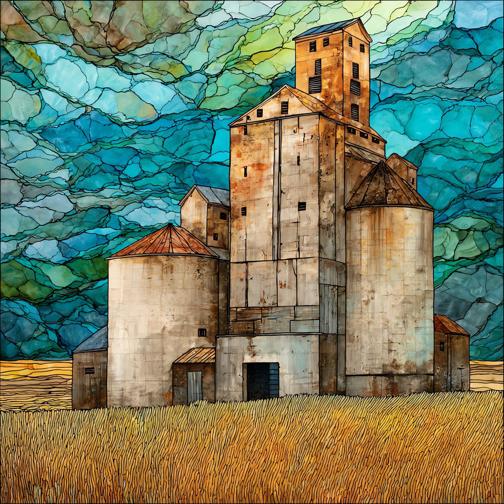 a prairie grain elevator — ceramic art tile