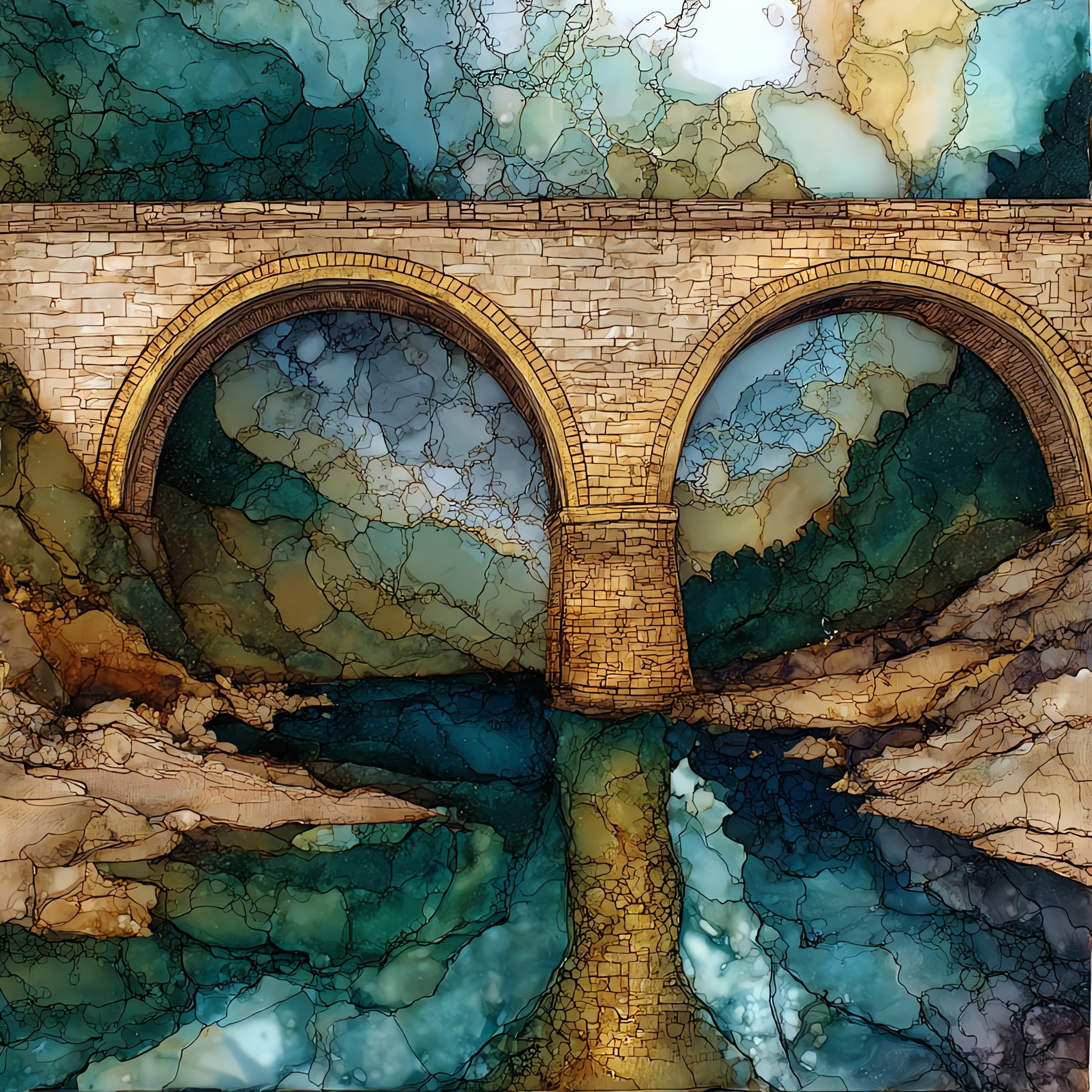 Stone Arch Bridge limestone — ceramic art tile