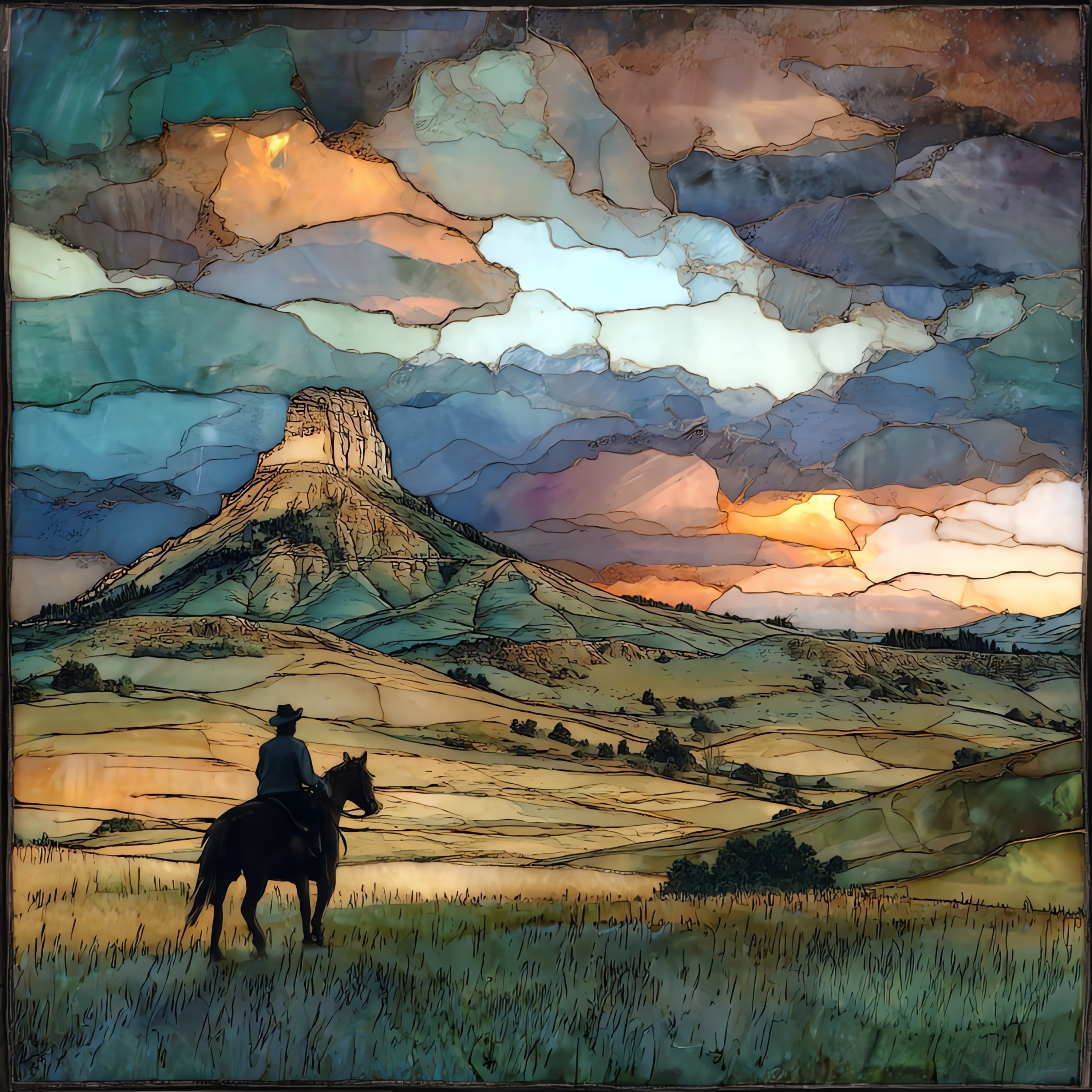 Square Butte — ceramic art tile