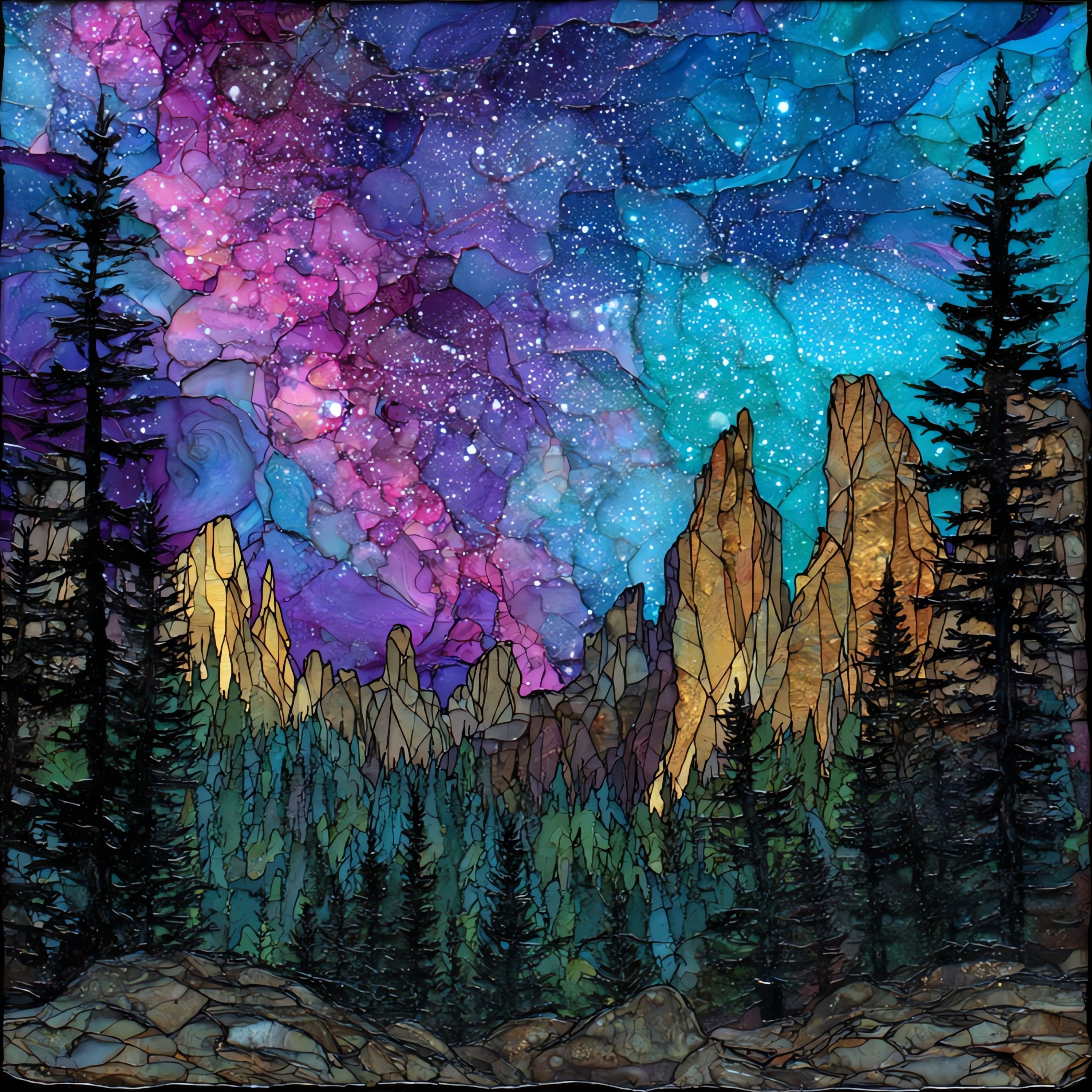 Black Hills Milky Way — ceramic art tile
