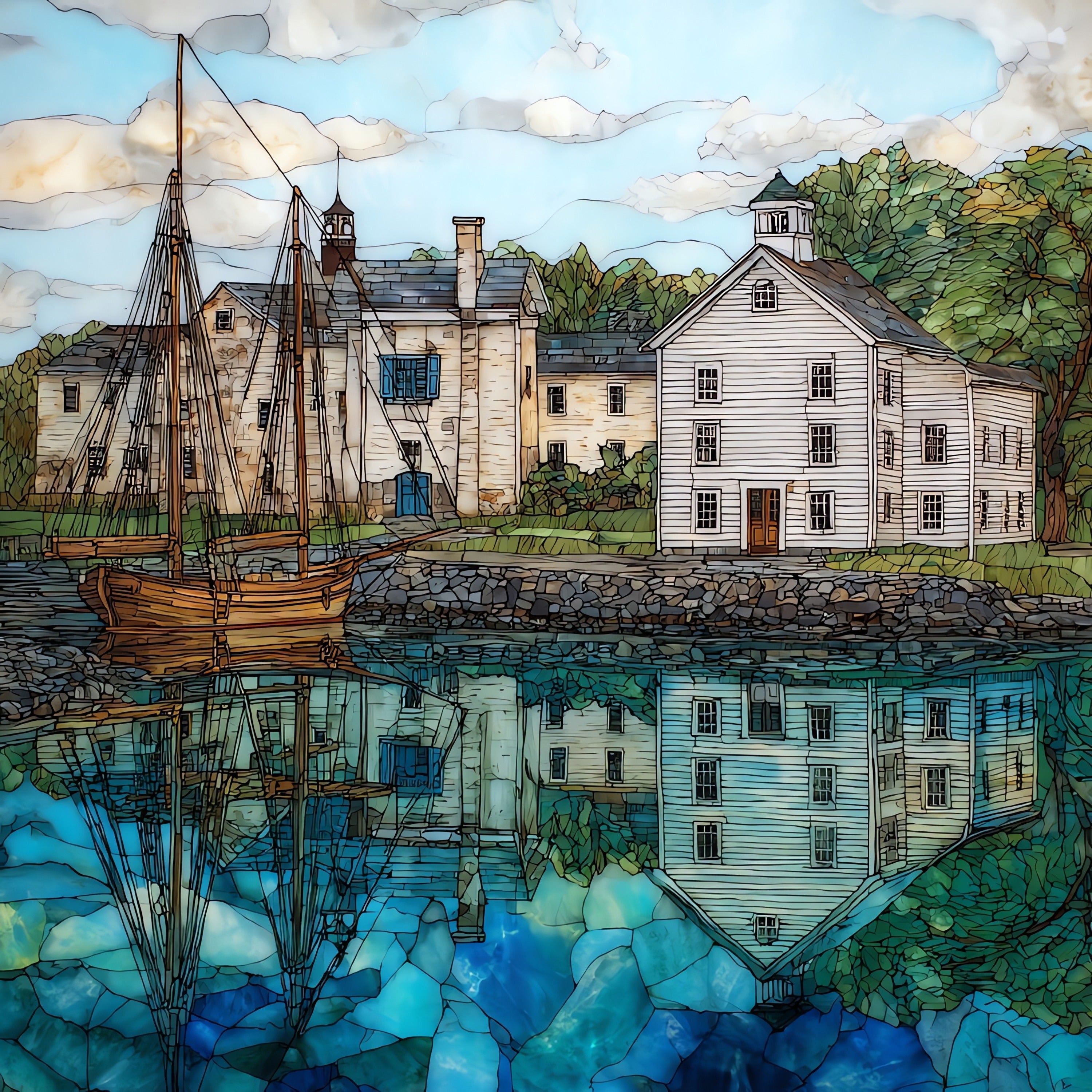Cold Spring Harbor whaling — ceramic art tile