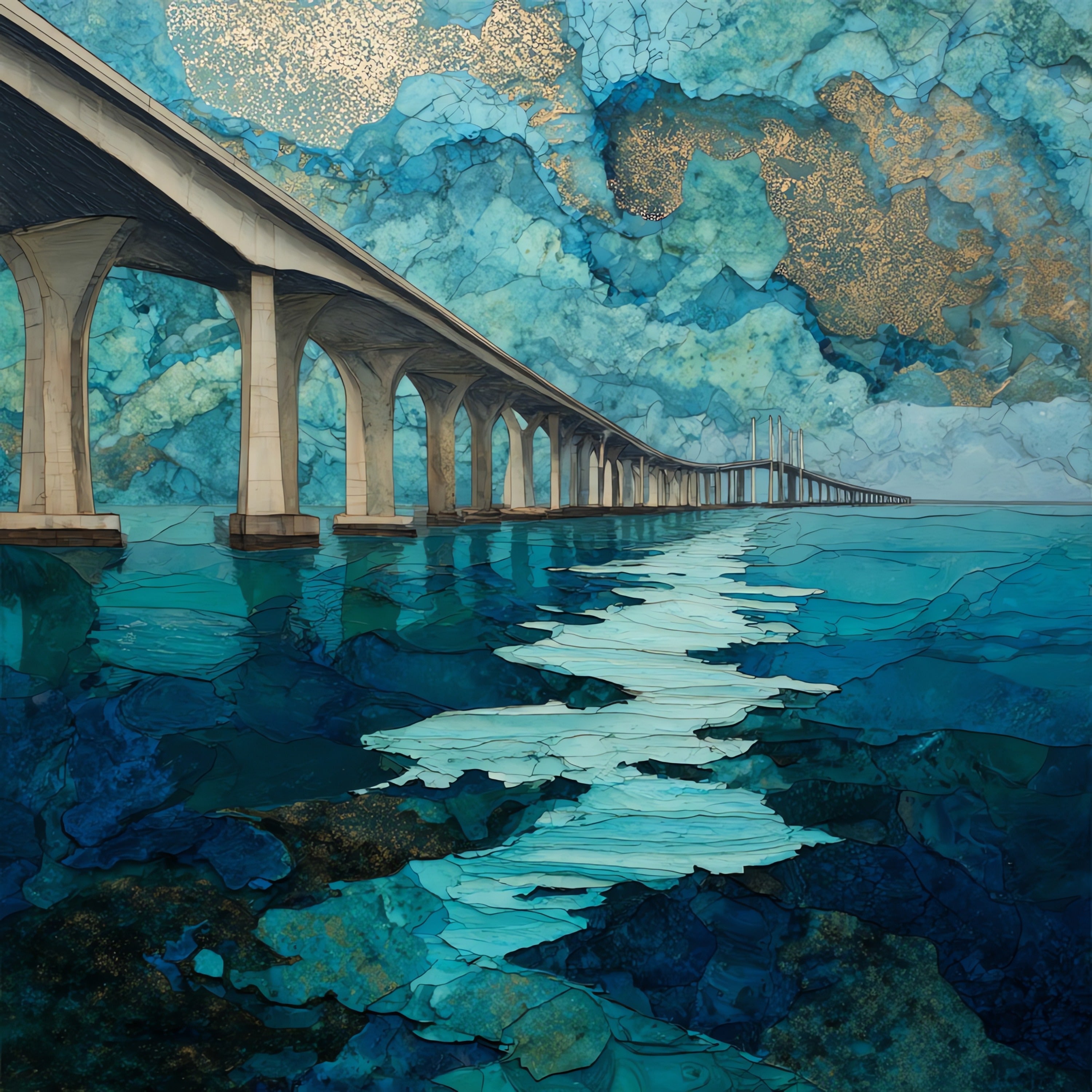 the Chesapeake Bay Bridge — ceramic art tile