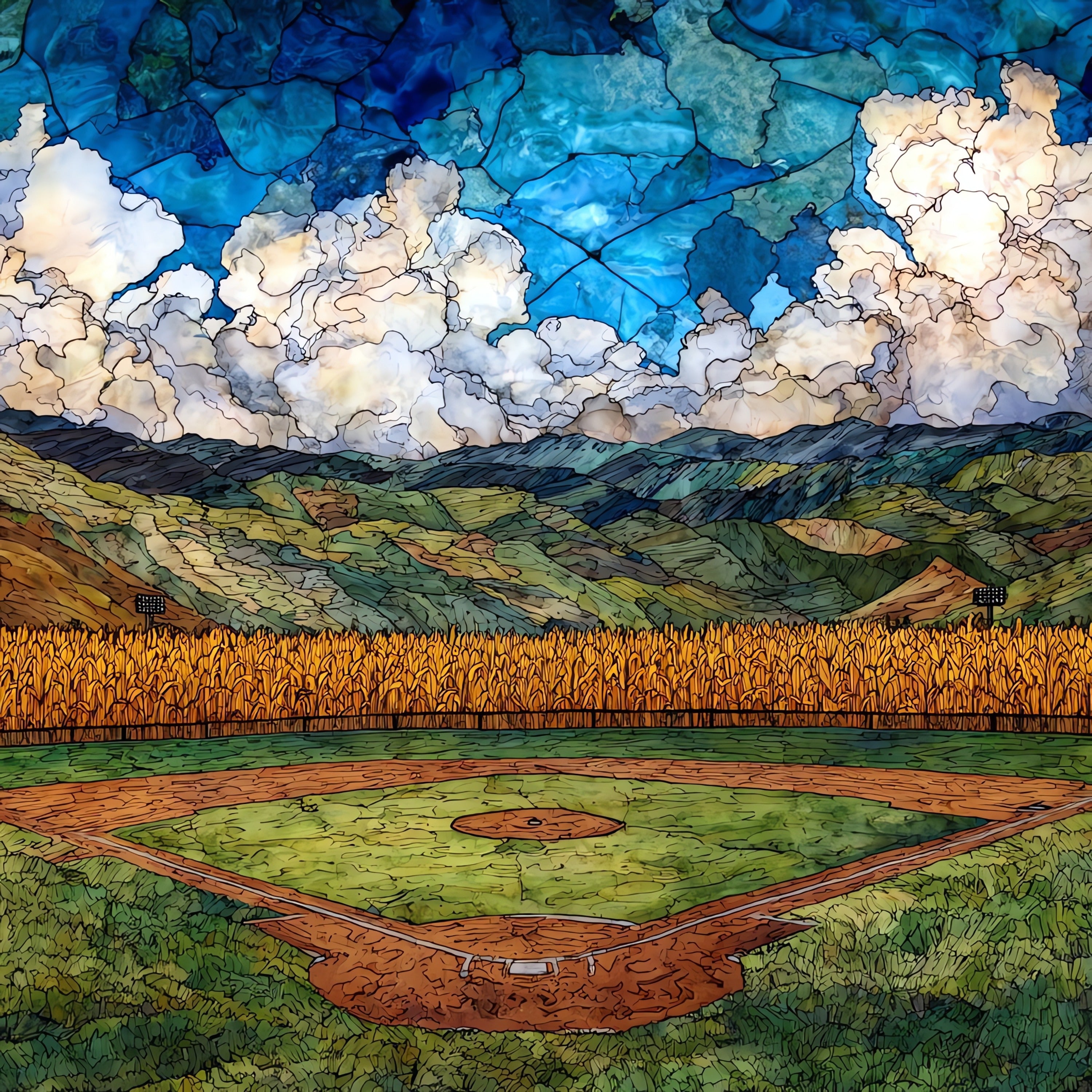 the Field of Dreams baseball diamond — ceramic art tile