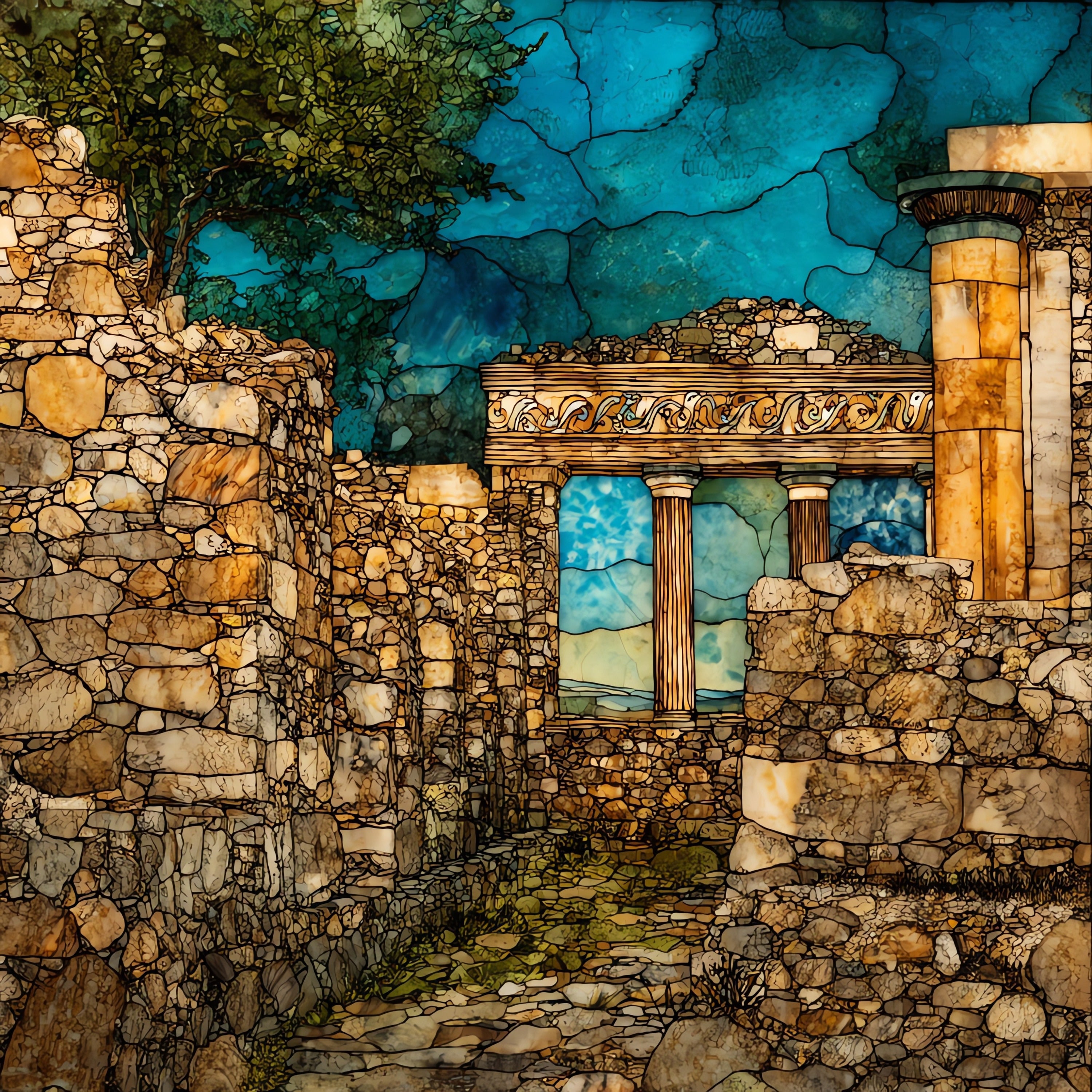 Minoan Palace of Phaistos — ceramic art tile