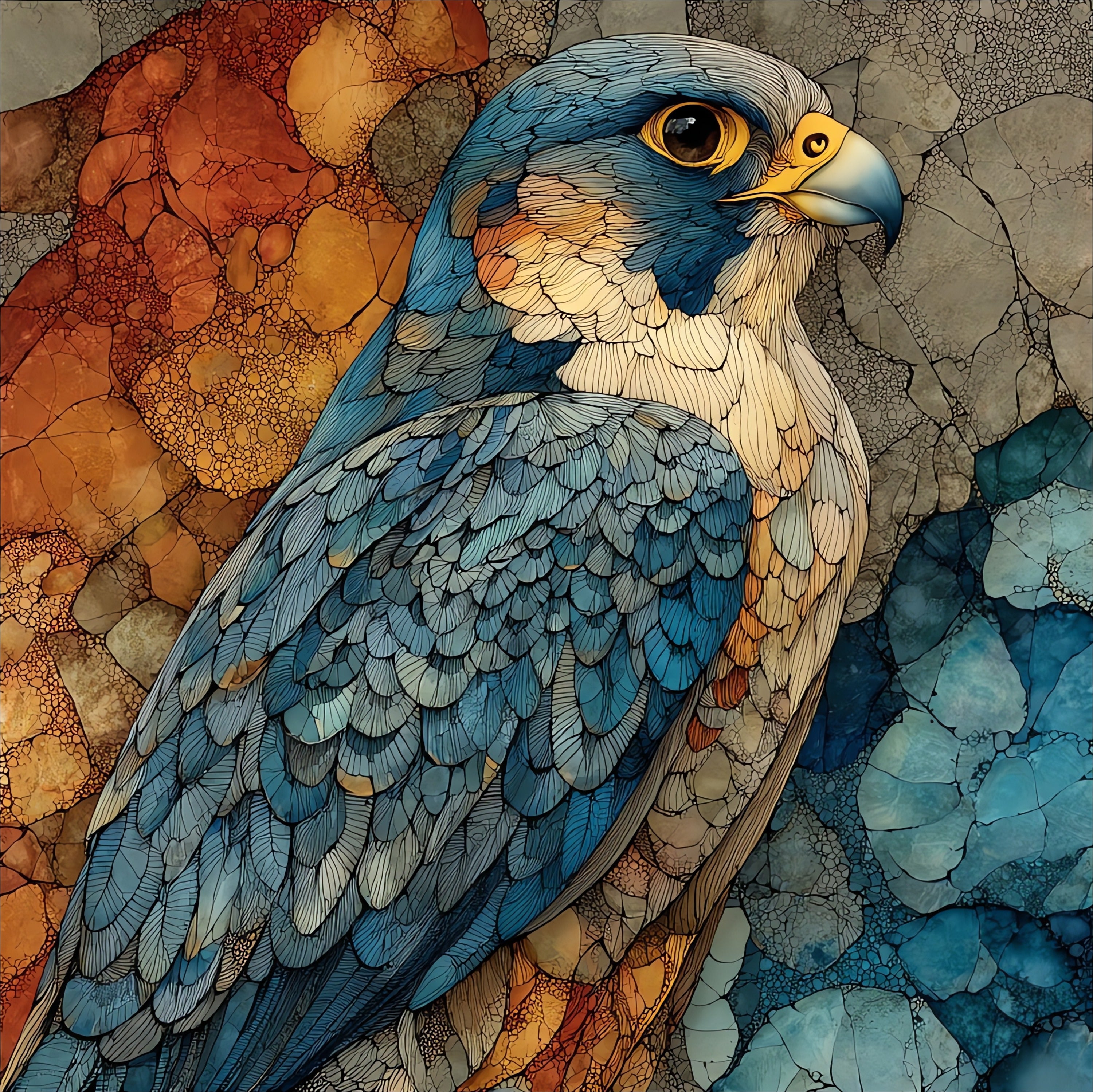 a peregrine falcon on — ceramic art tile