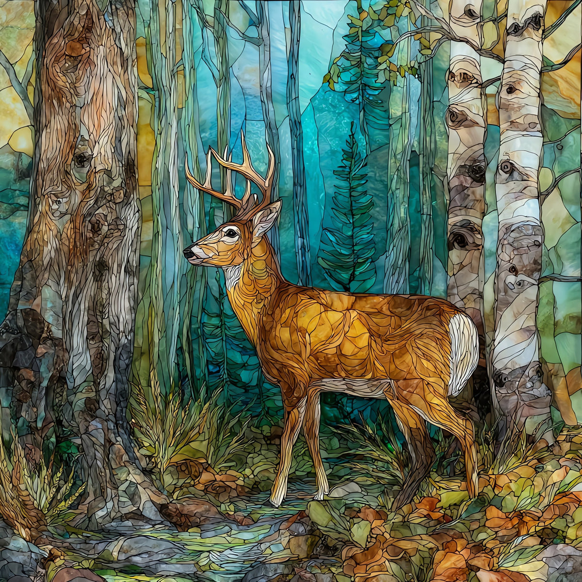a white-tailed buck in — ceramic art tile