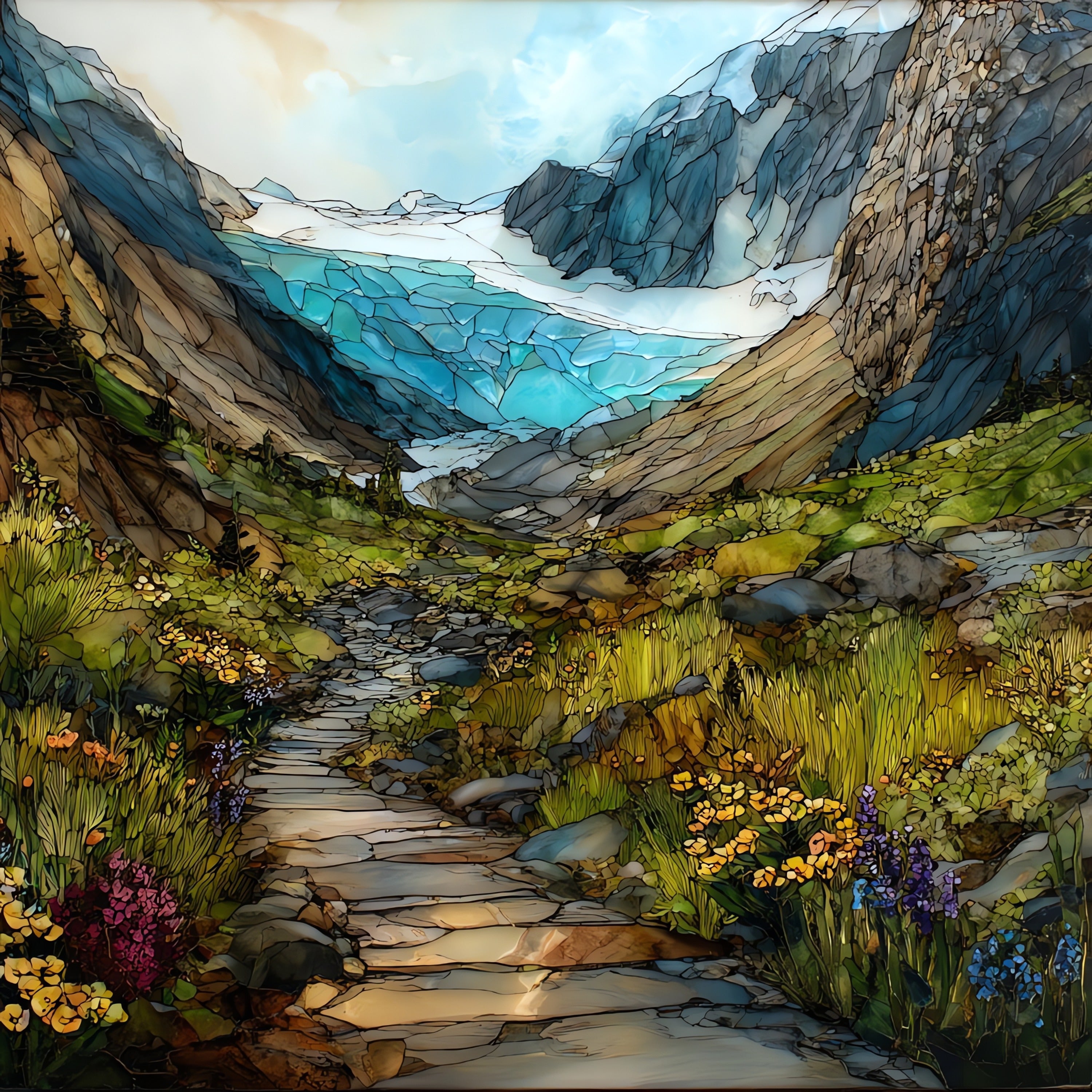 Byron Glacier trail — ceramic art tile