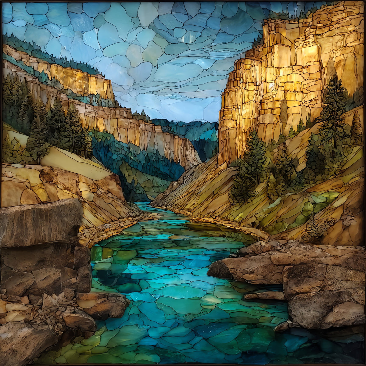 the Jefferson River Canyon — ceramic art tile